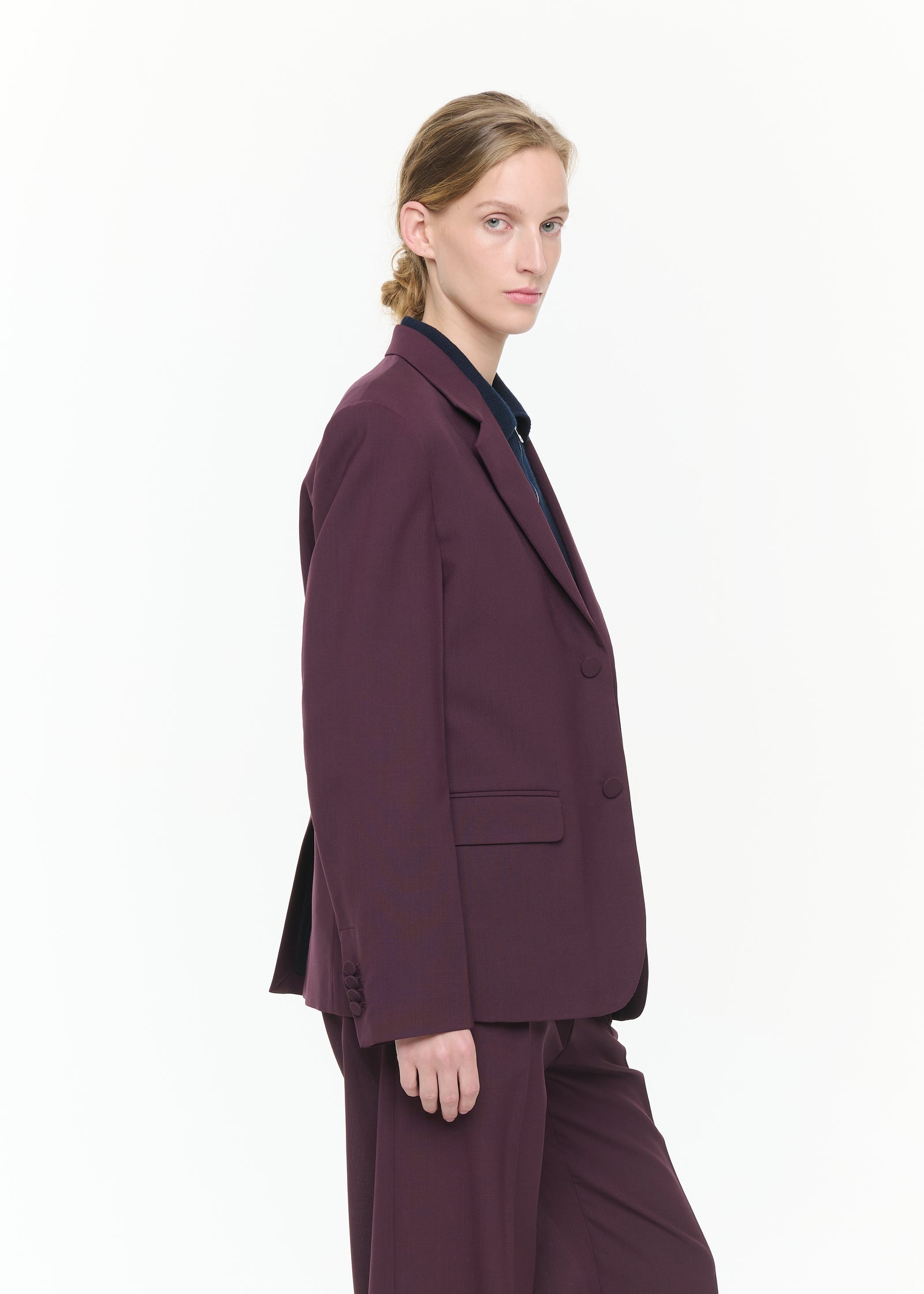DARK BURGUNDY WOOL BLAZER