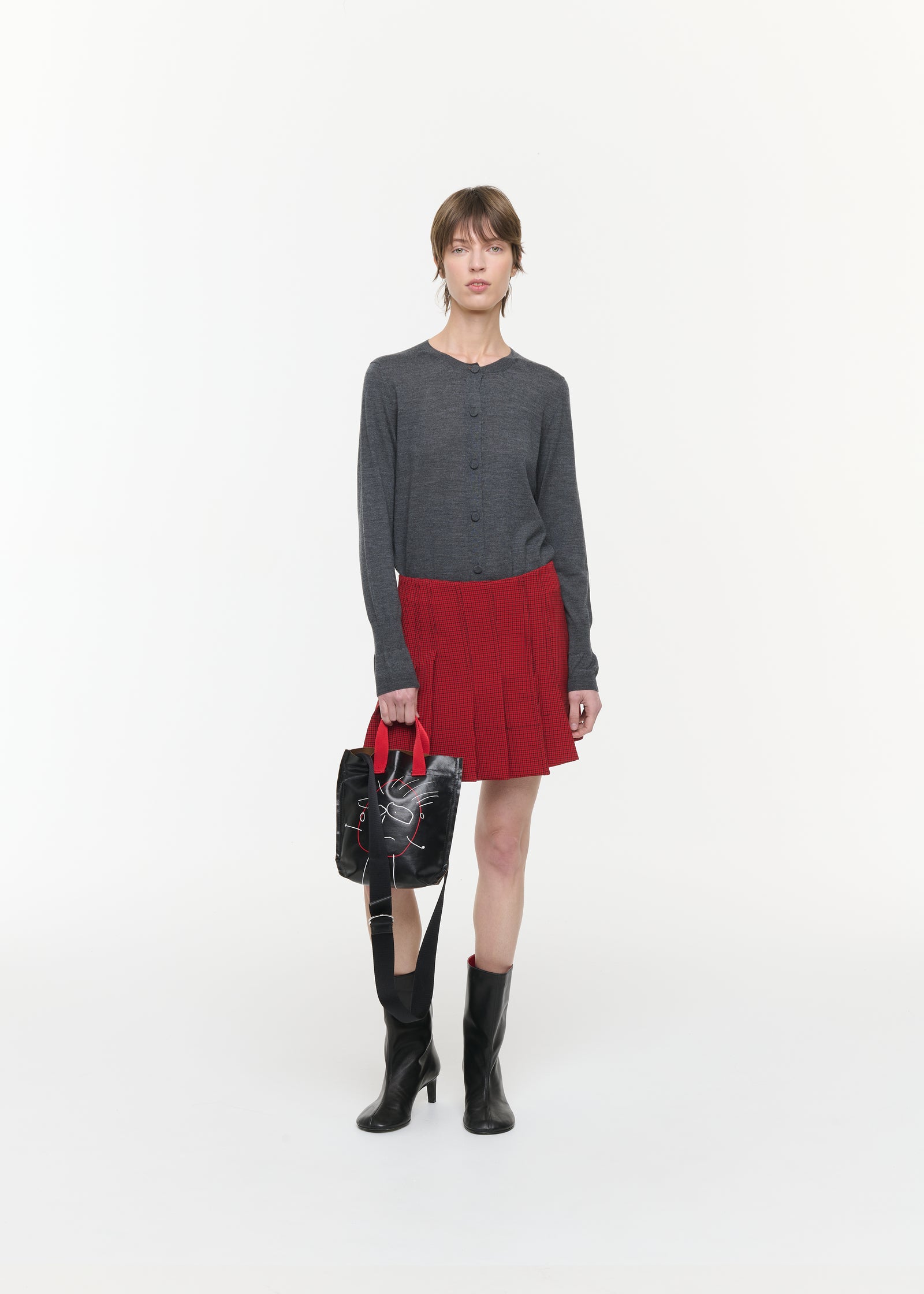 PLEATED MINI SKIRT WITH MICROCHECK