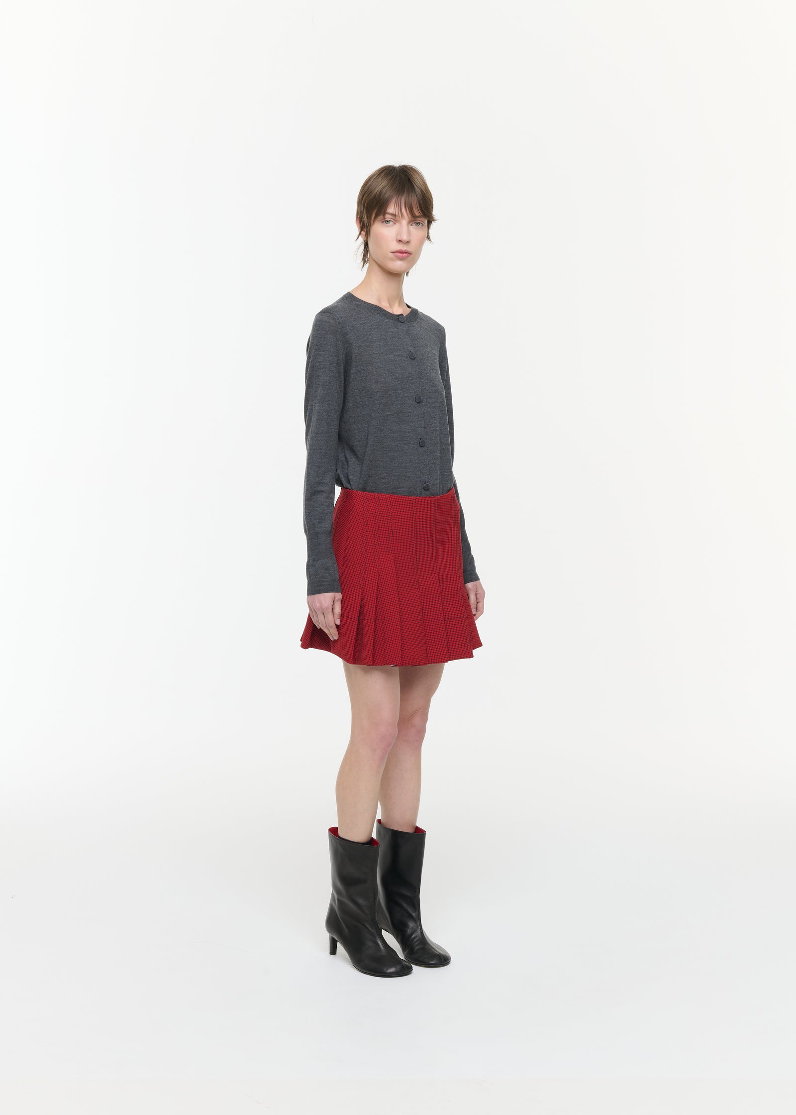 PLEATED MINI SKIRT WITH MICROCHECK