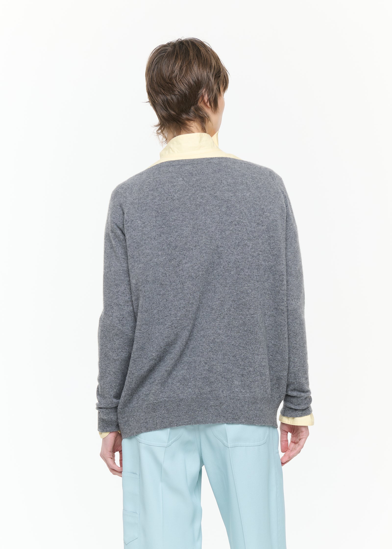 GREY DEEP V-NECK SWEATER
