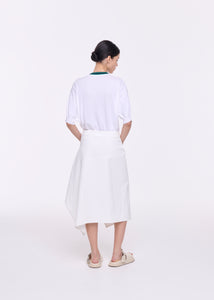 WHITE PANEL SKIRT WITH SIDE SLIT