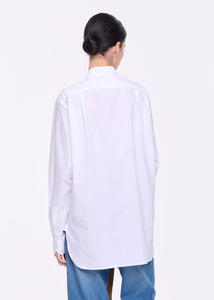 WHITE POPLIN RUFFLE SHIRT