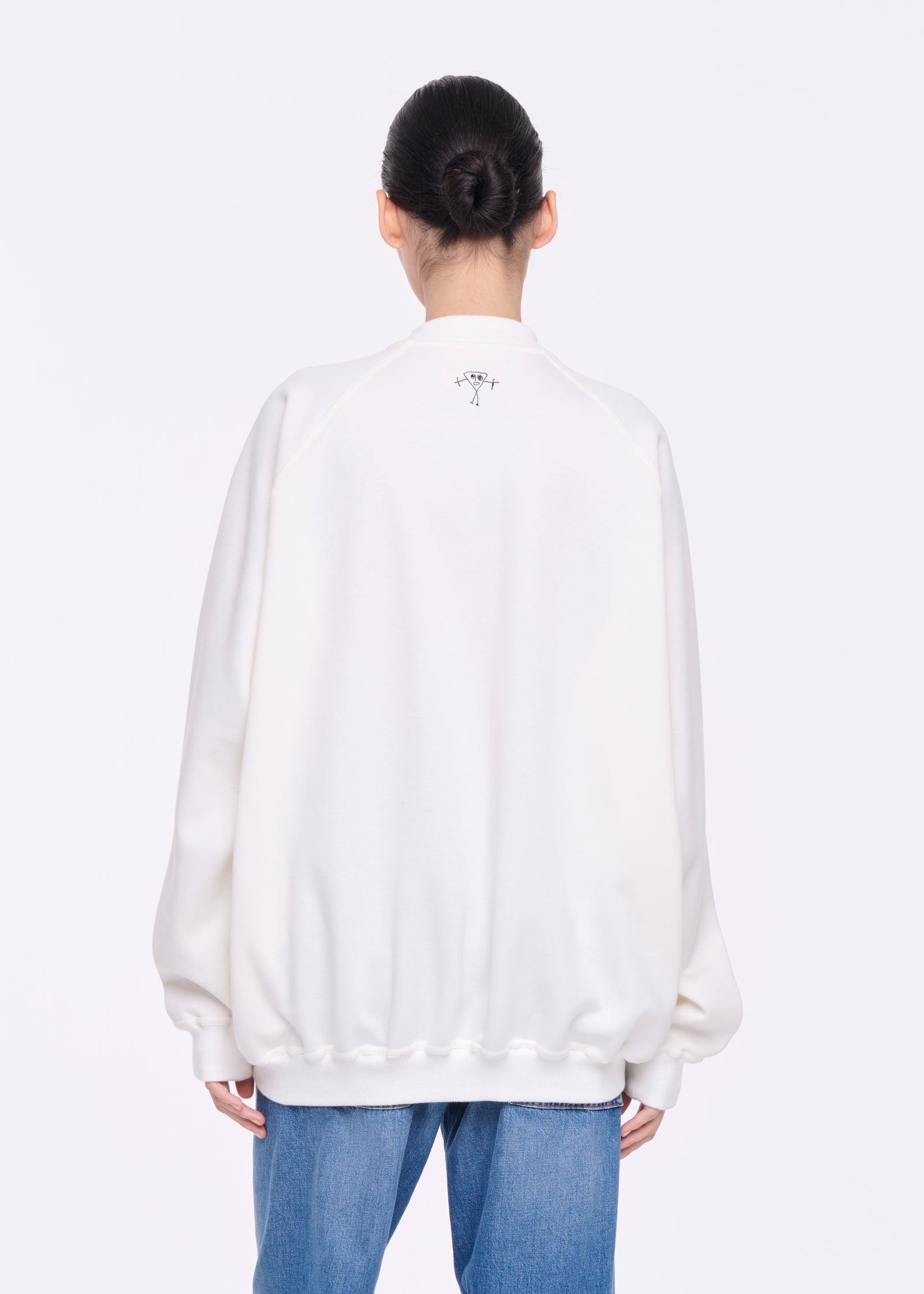 WHITE ZIP-UP JERSEY SWEATER