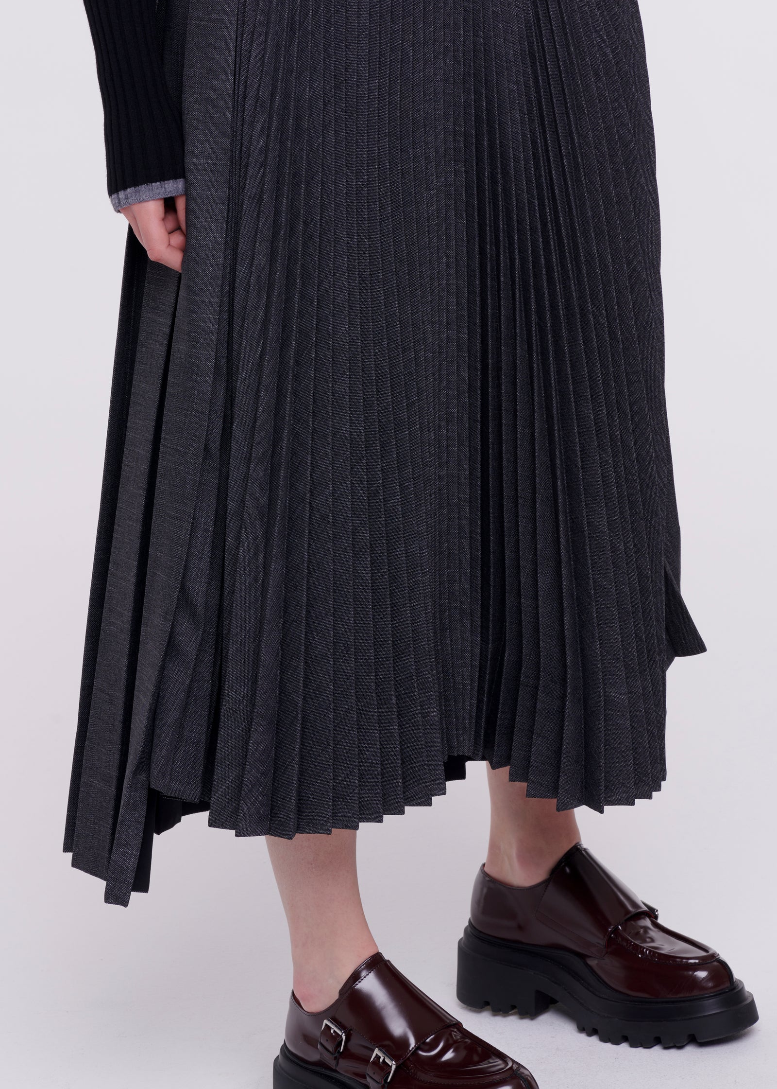 Dark grey pleated midi skirt best sale