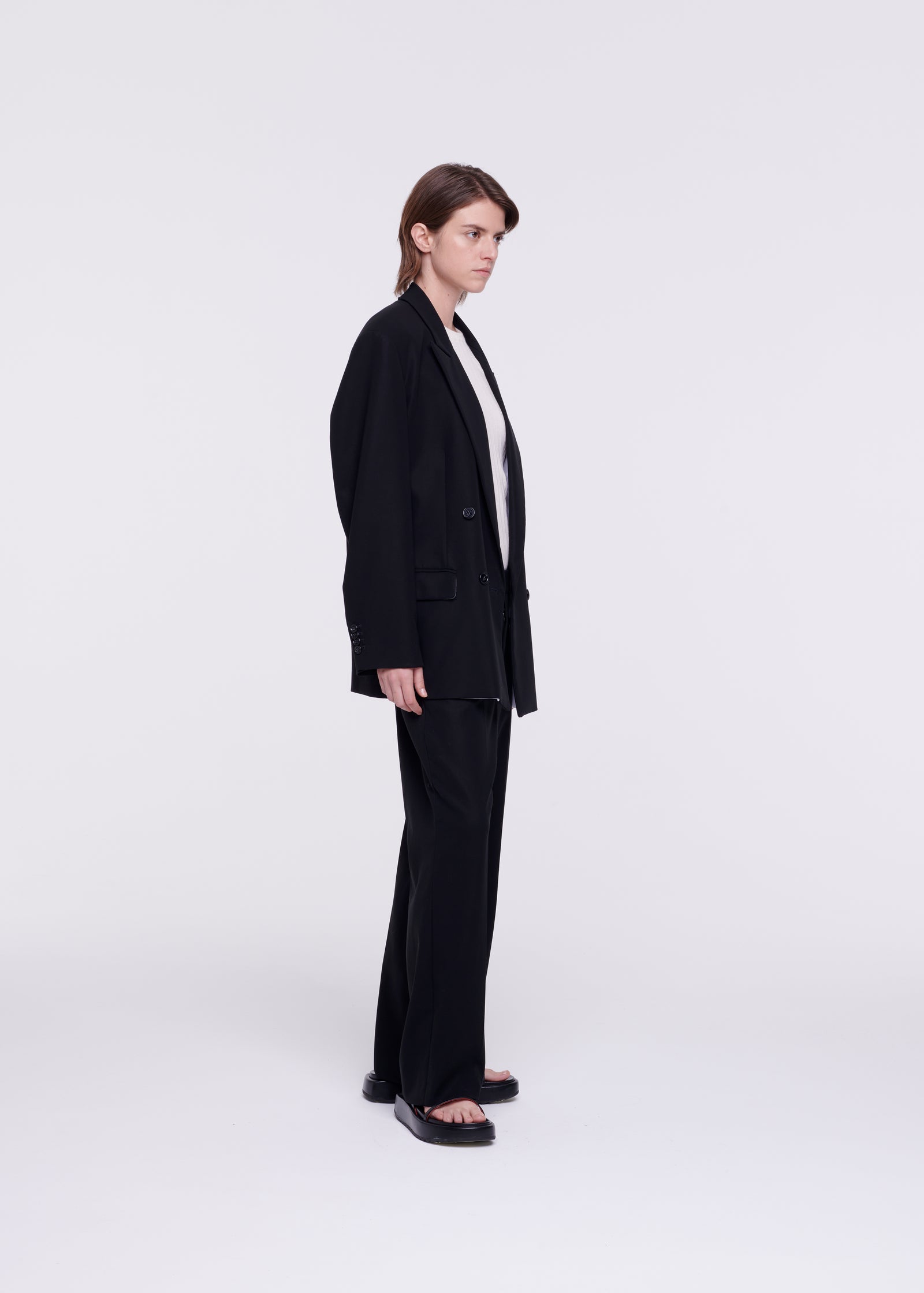 DOUBLE-BREASTED BLAZER IN CREPE COTTON