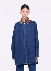 CAMICIA IN DENIM CON DOPPIO COLLO