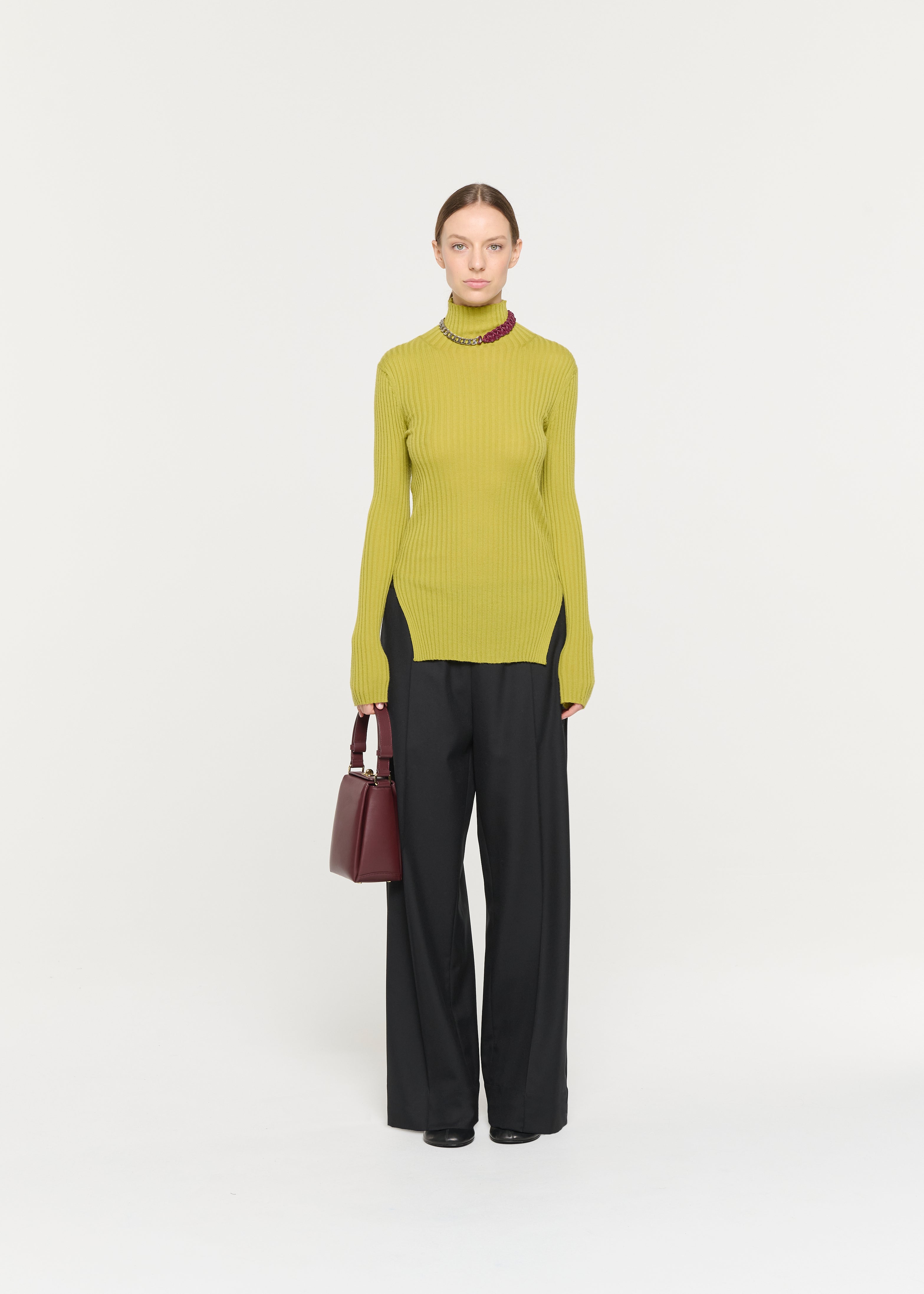 ACID GREEN MERINO TURTLENECK SWEATER
