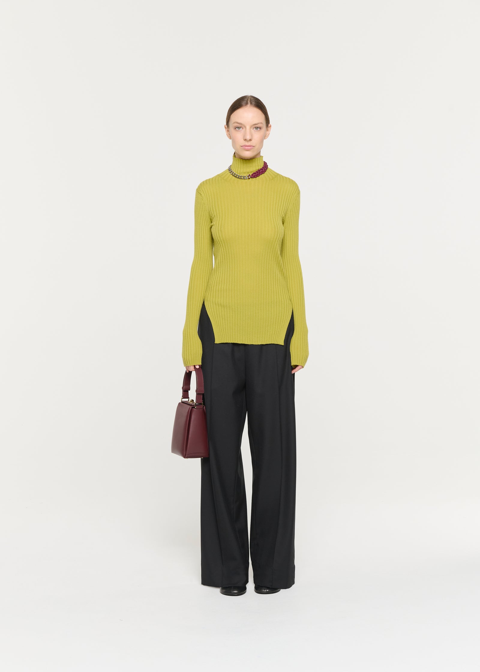 ACID GREEN MERINO TURTLENECK SWEATER