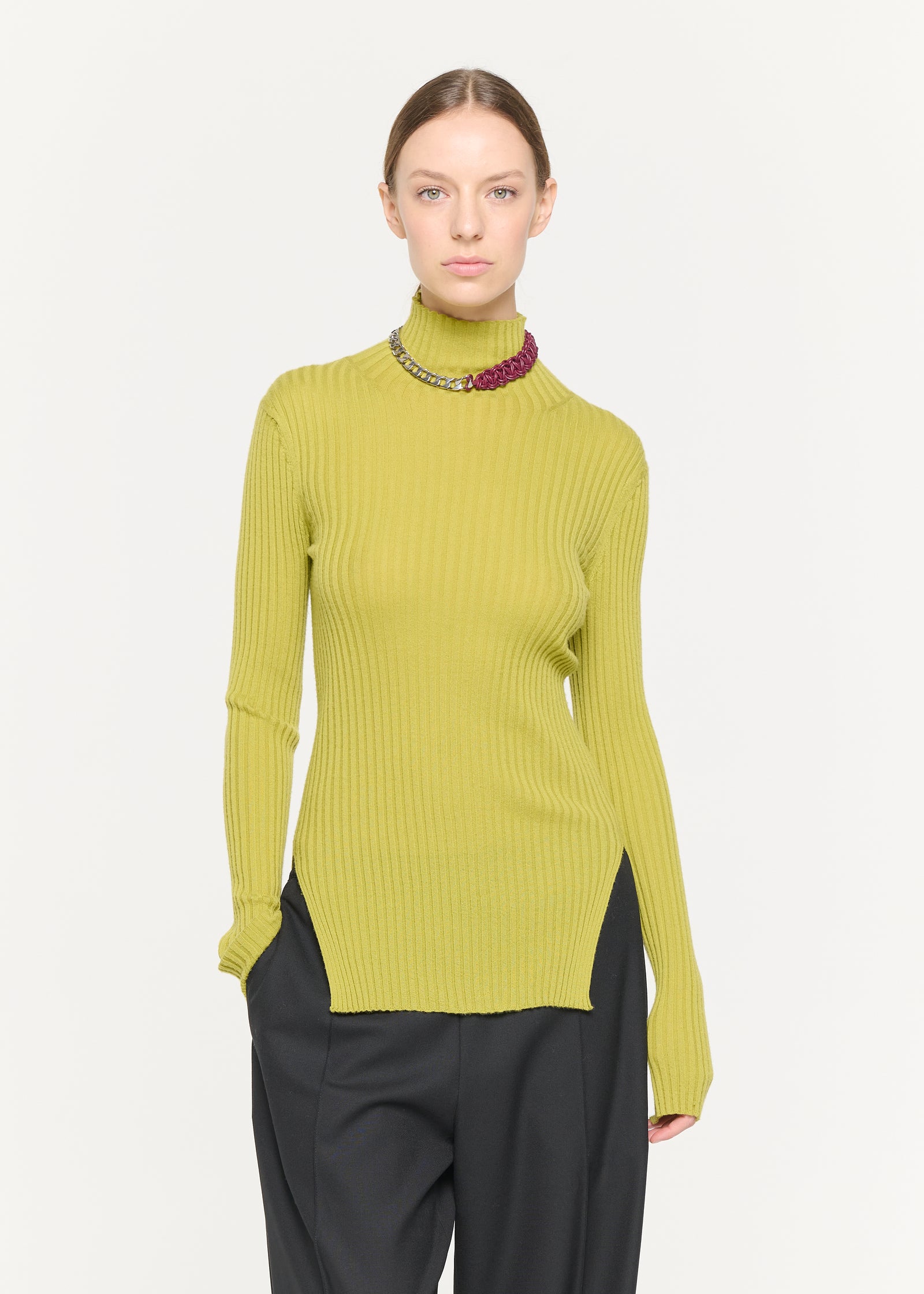 ACID GREEN MERINO TURTLENECK SWEATER