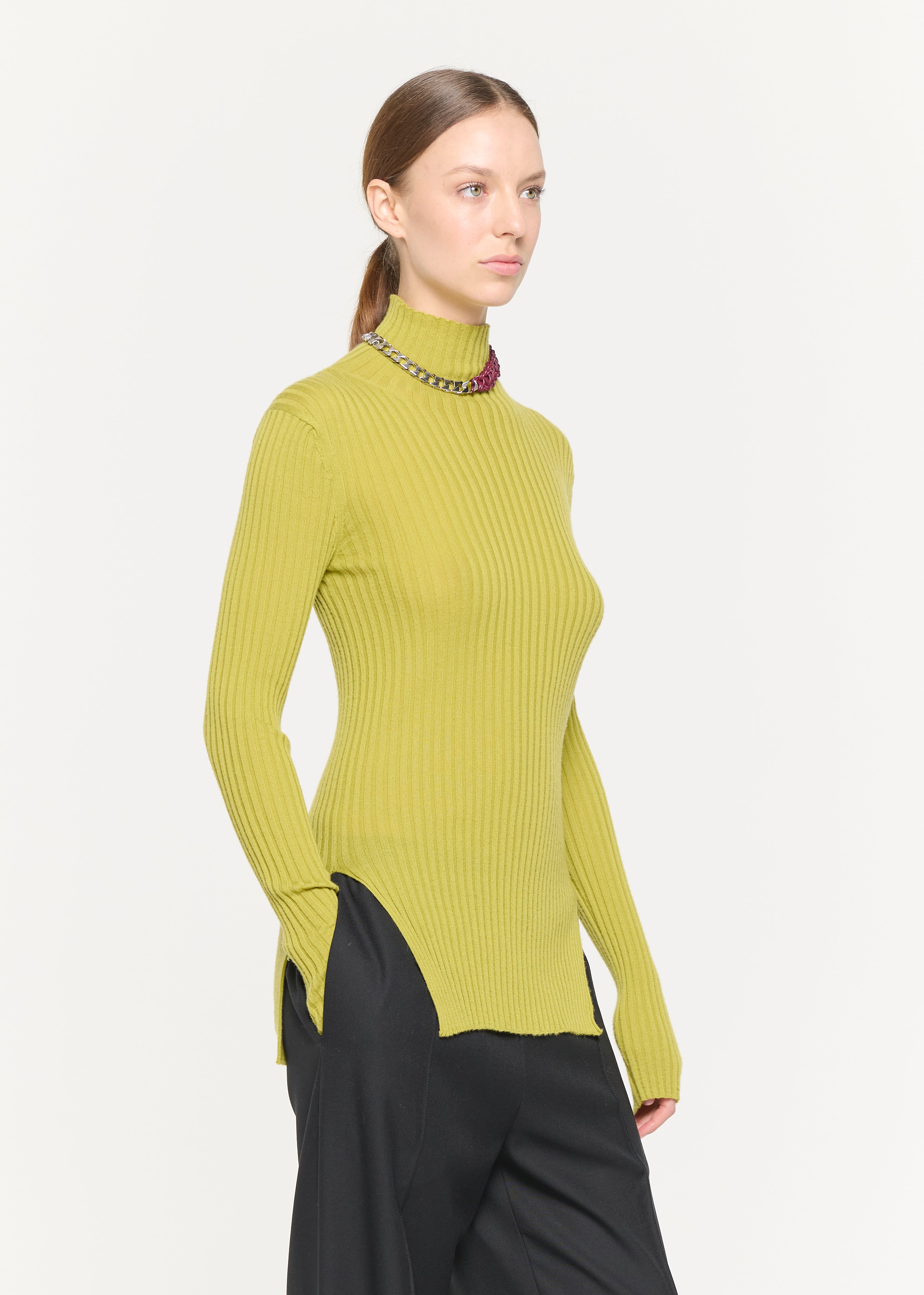 ACID GREEN MERINO TURTLENECK SWEATER