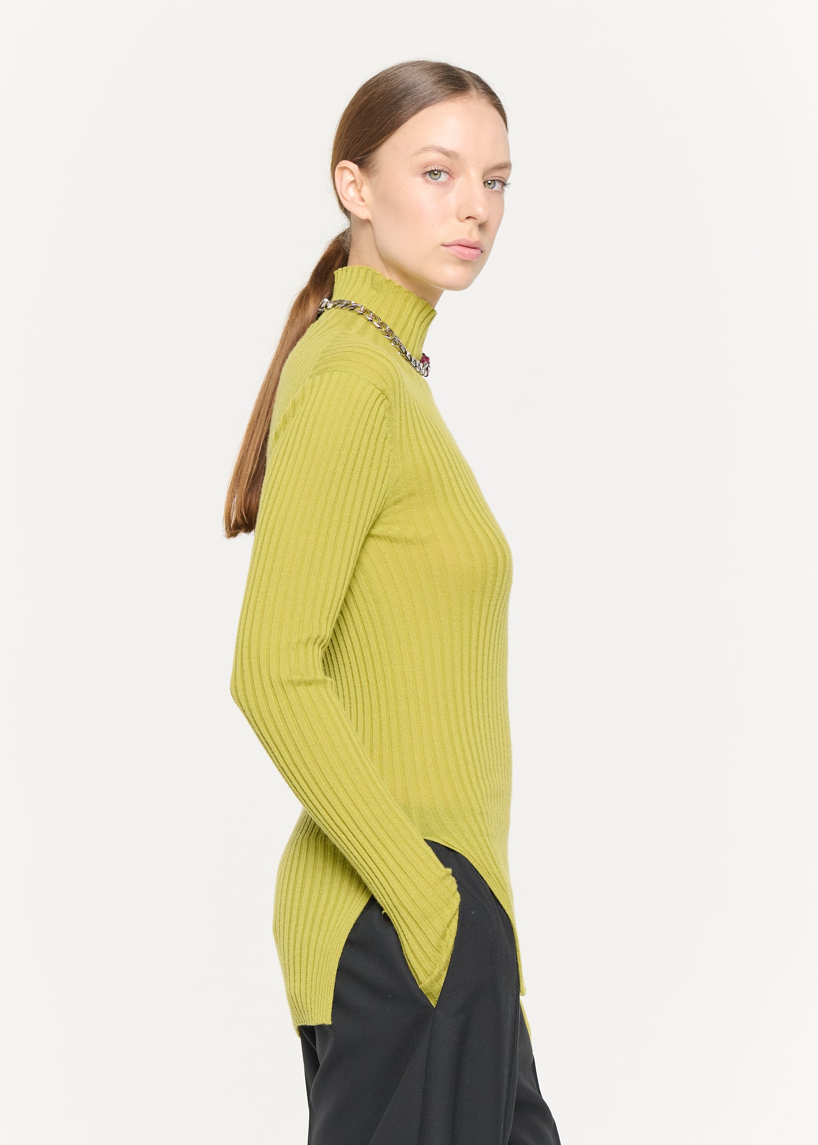 ACID GREEN MERINO TURTLENECK SWEATER