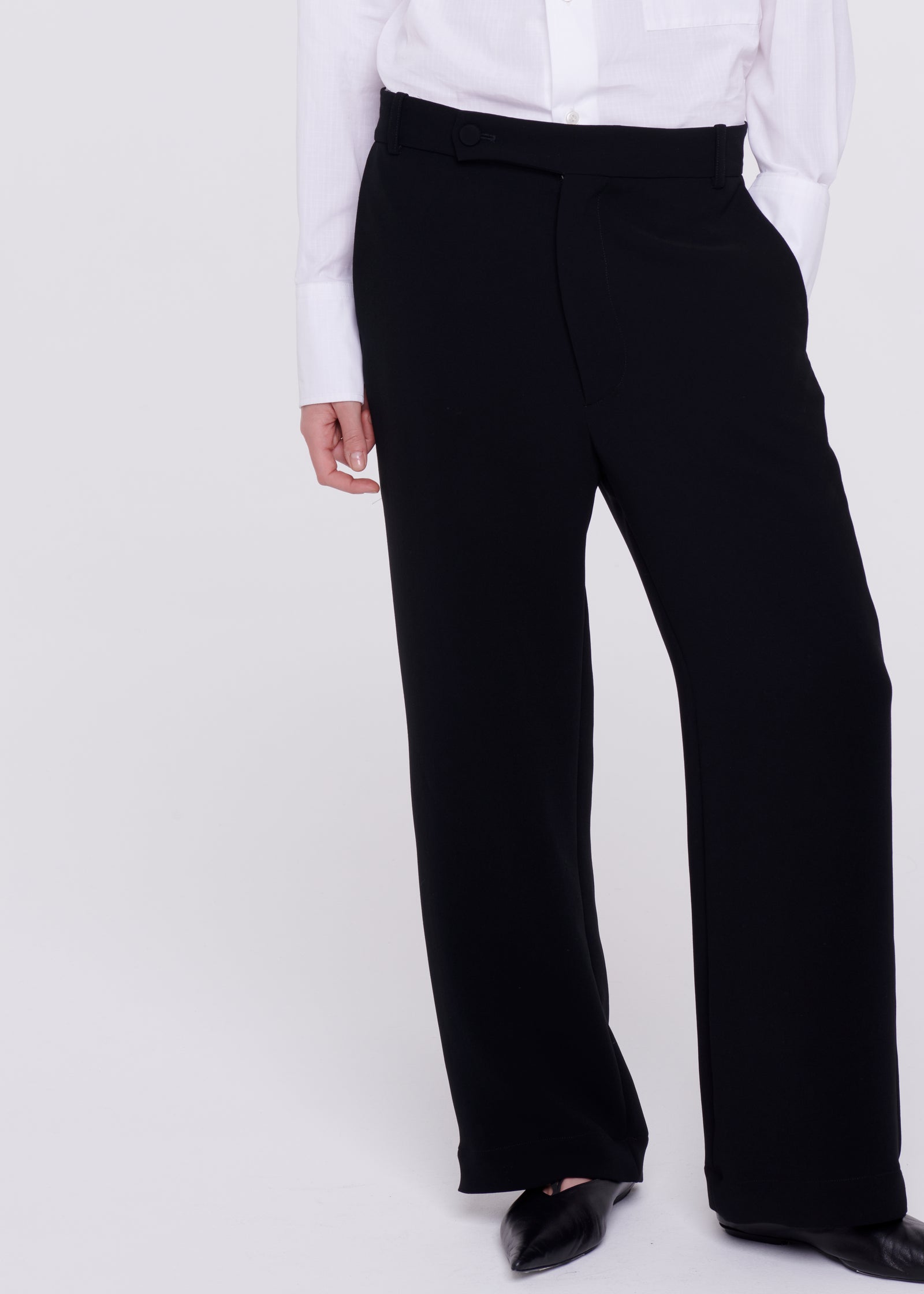 BLACK FLARED PANTS IN CADY