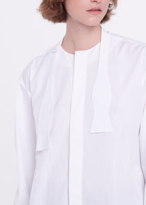 WHITE COTTON SHIRT WITH BOW TIE