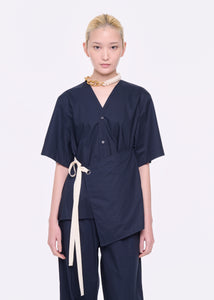 SHORT SLEEVE SHIRT WITH ASYMETRIC PANEL