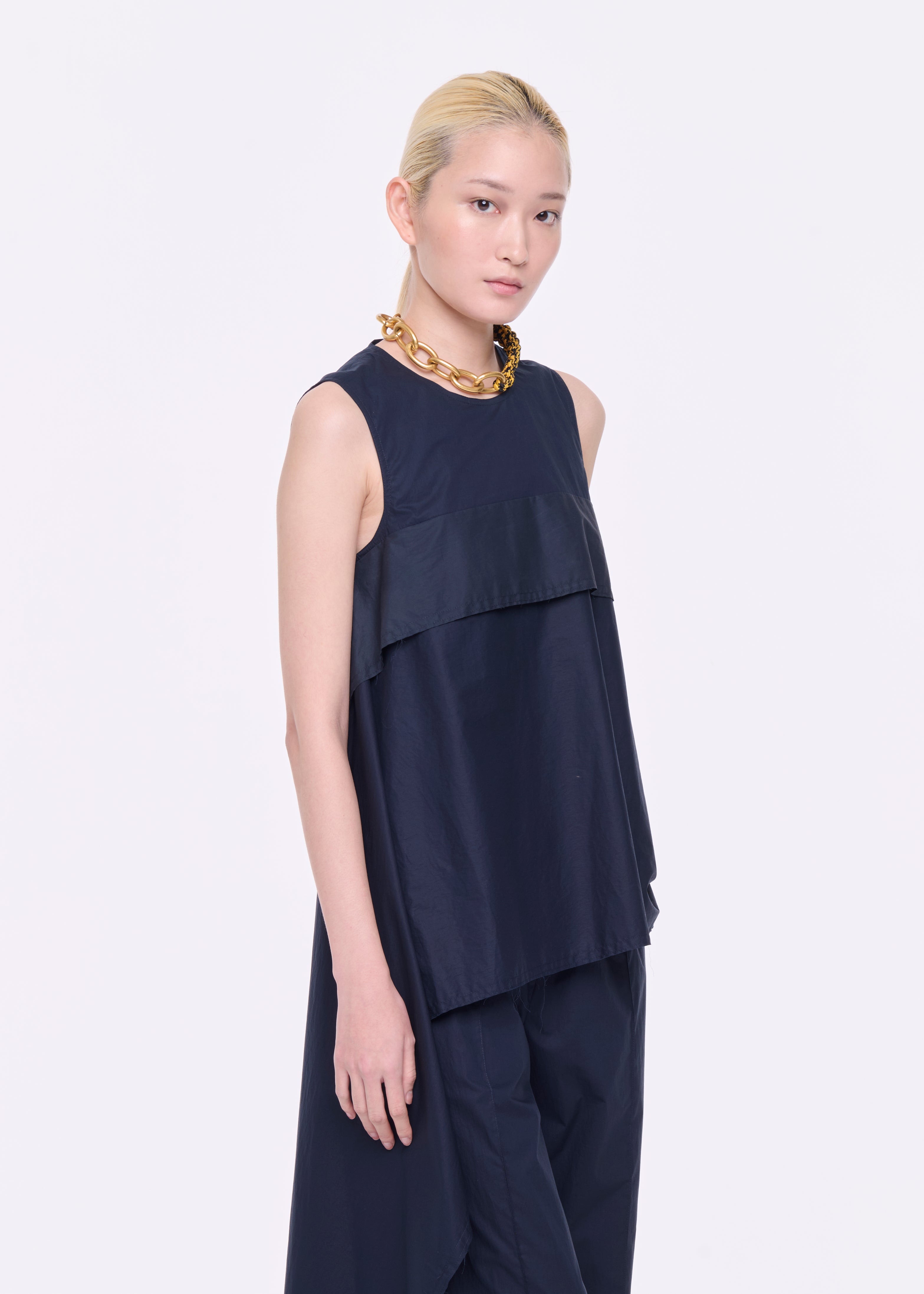 BLUE TOP WITH ASYMETRIC PANEL