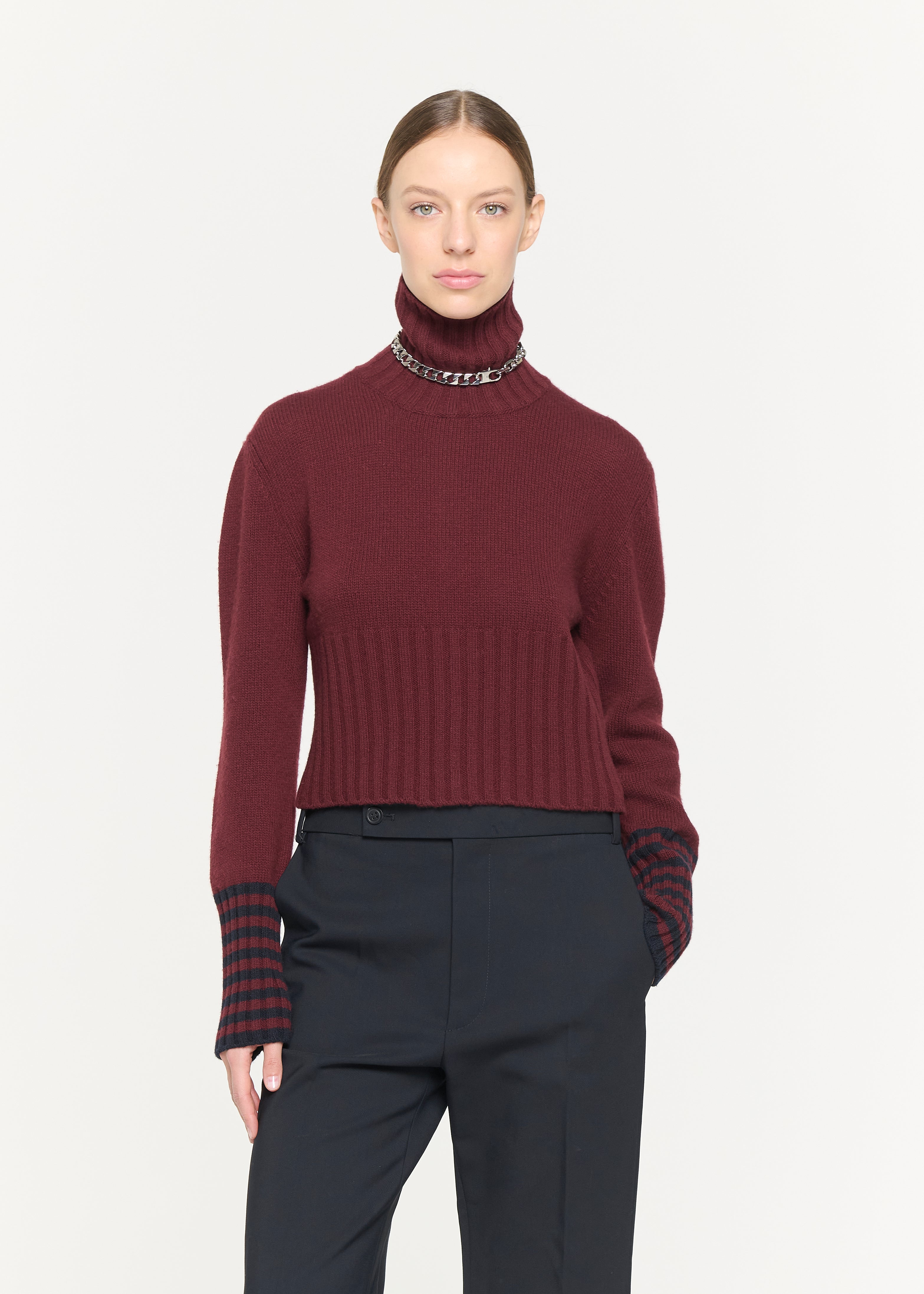BLUE BURGUNDY TURTLENECK SWEATER