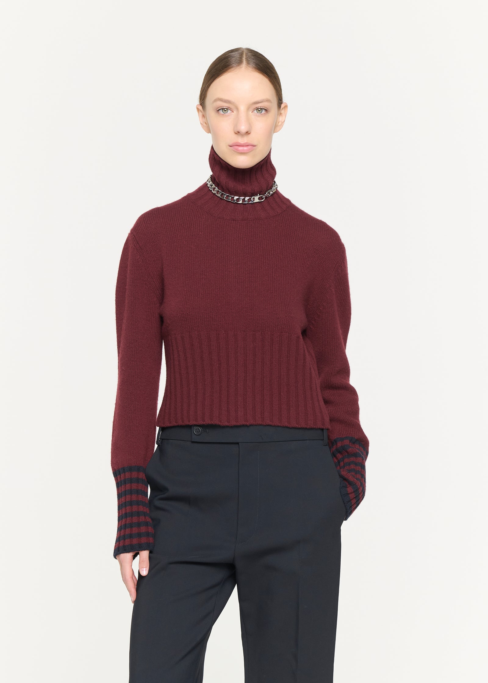 BLUE BURGUNDY TURTLENECK SWEATER