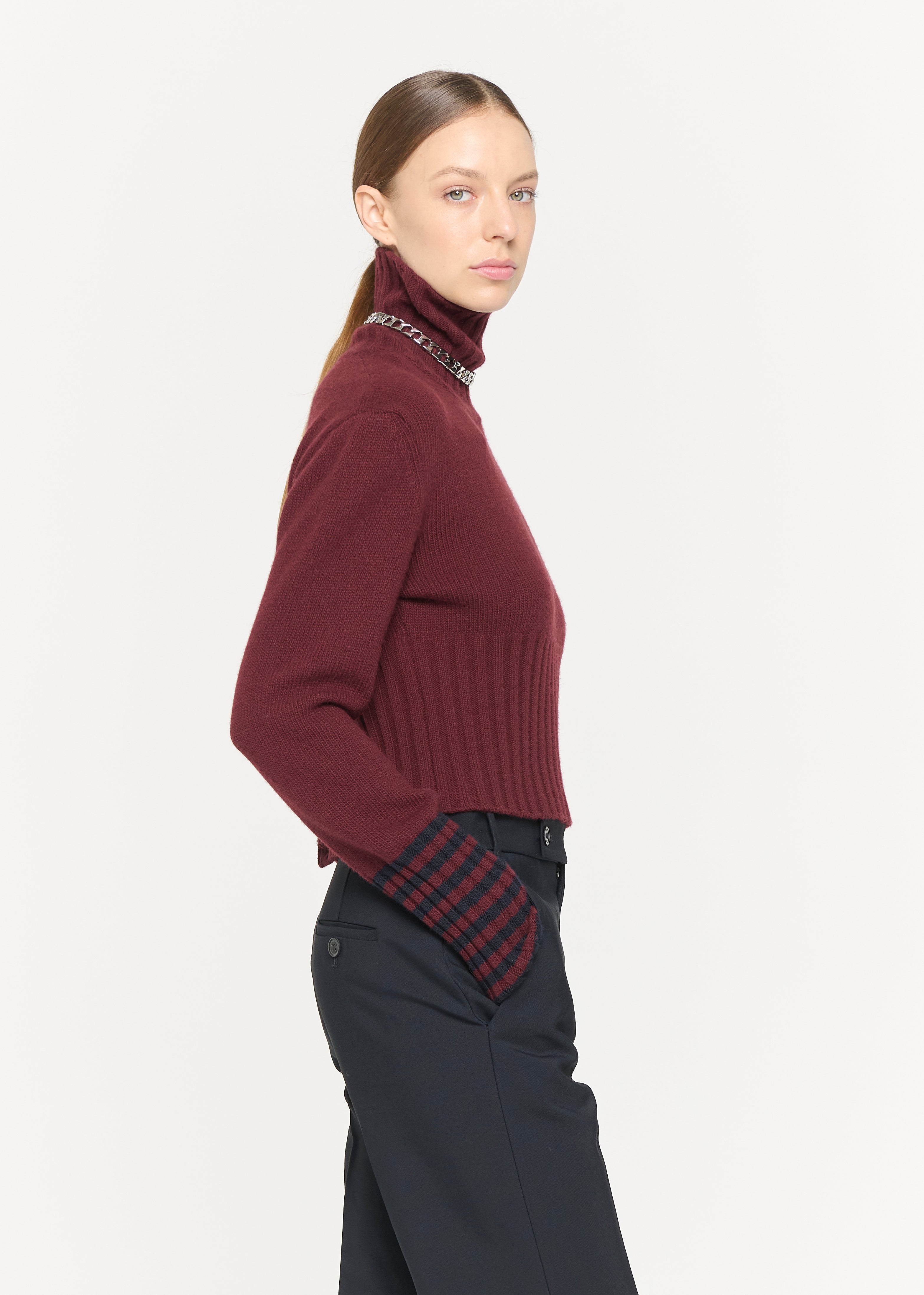 BLUE BURGUNDY TURTLENECK SWEATER
