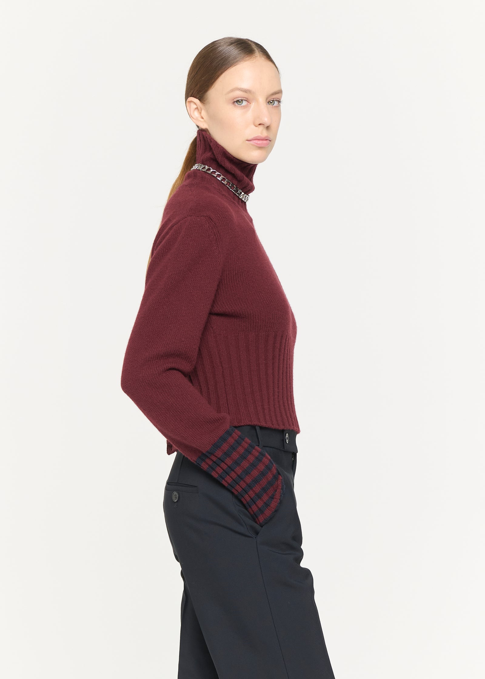 BLUE BURGUNDY TURTLENECK SWEATER