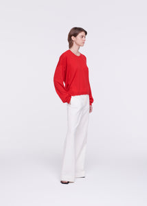 DRAPE BACK RED CASHMERE SWEATER