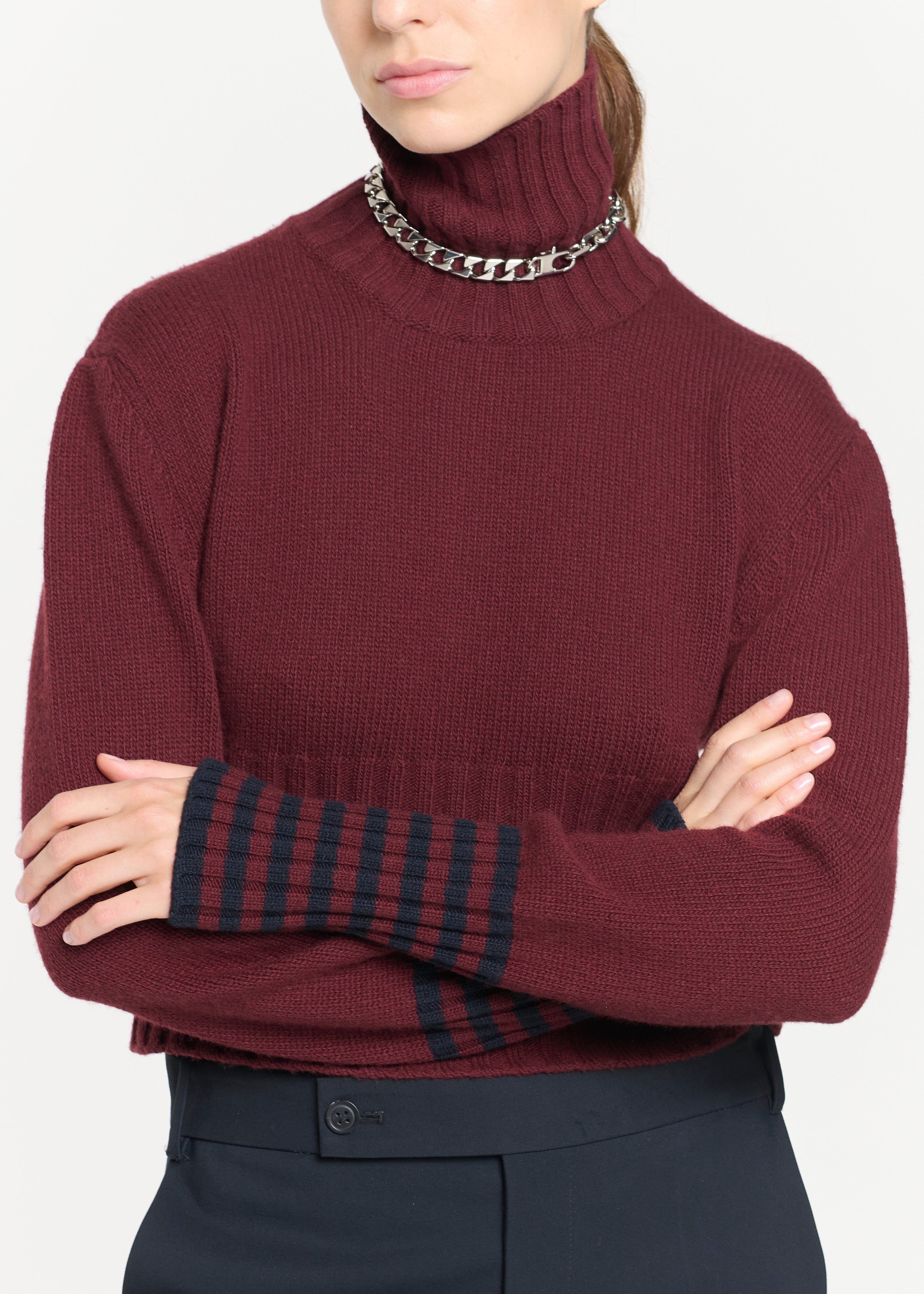BLUE BURGUNDY TURTLENECK SWEATER