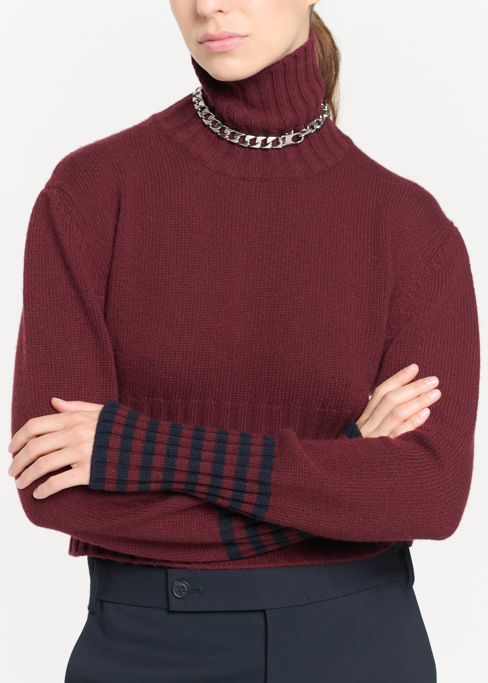 BLUE BURGUNDY TURTLENECK SWEATER