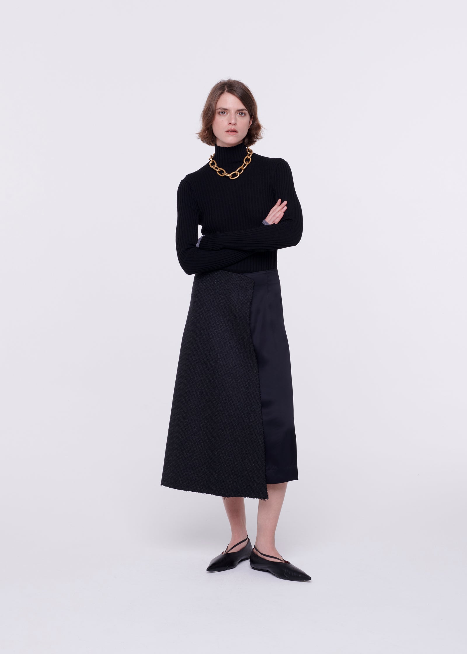 CONTRAST PANEL MIDI SKIRT