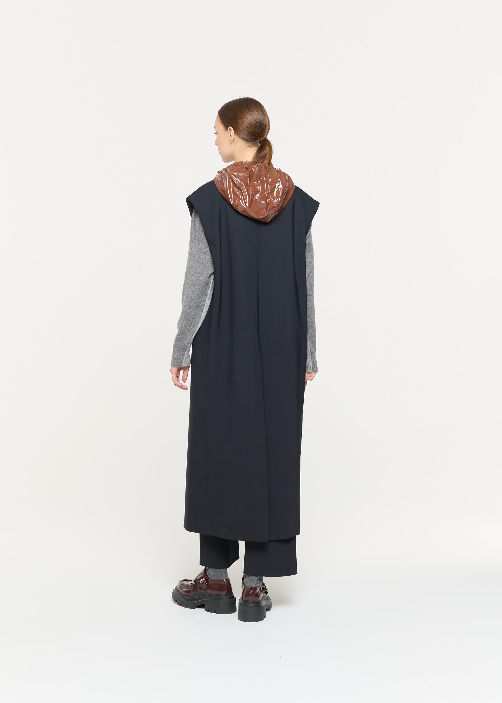 GILET CON CAPPUCCIO BLU NERO