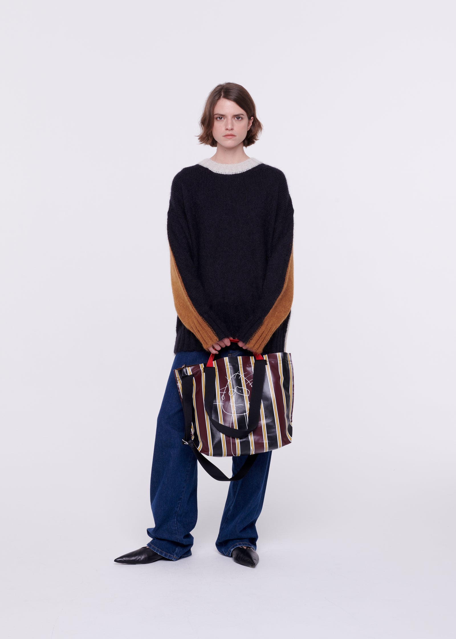 "PILI AND BIANCA" STRIPED MEDIUM TOTE BAG