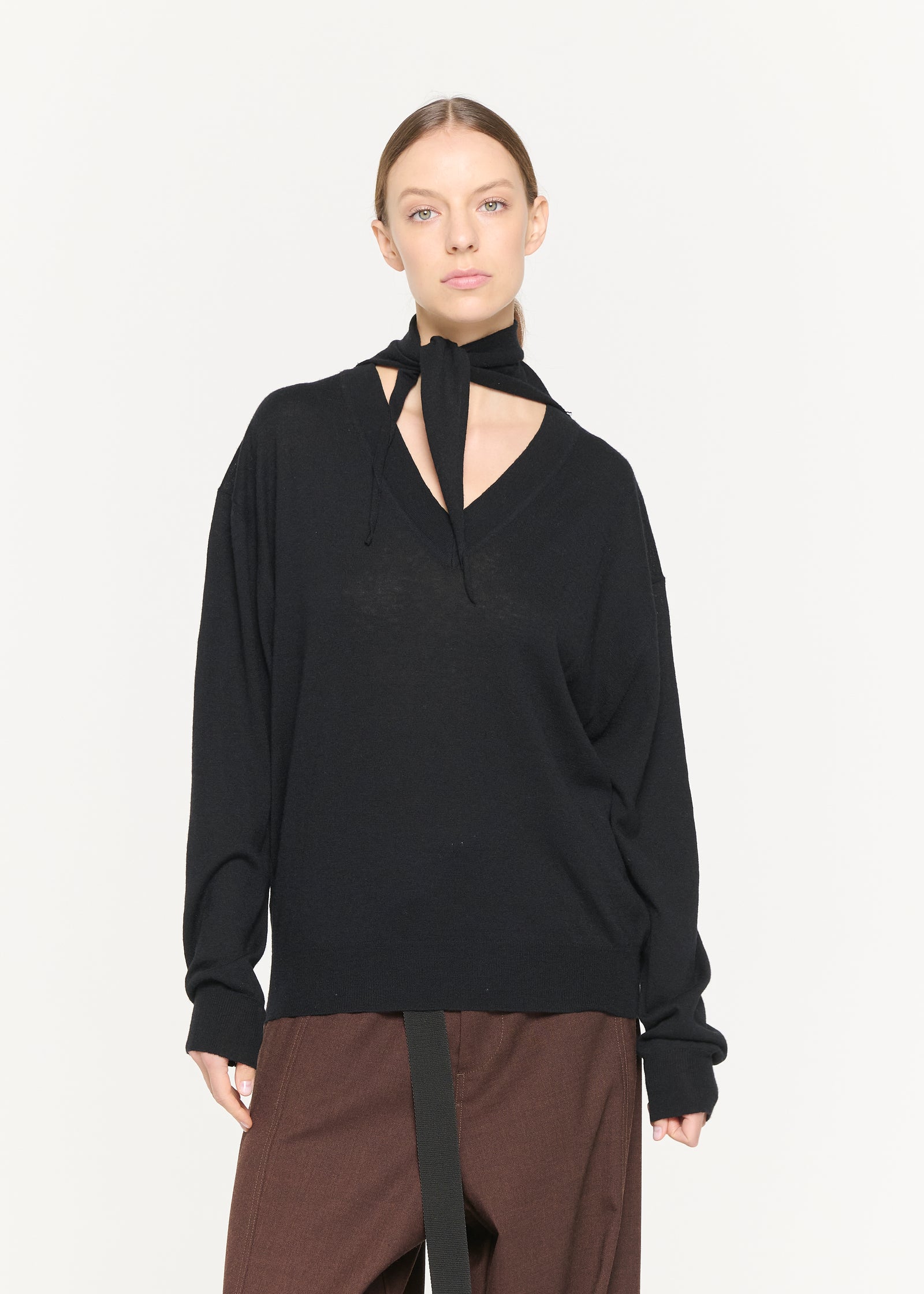 BLACK KNIT WITH SHAWL