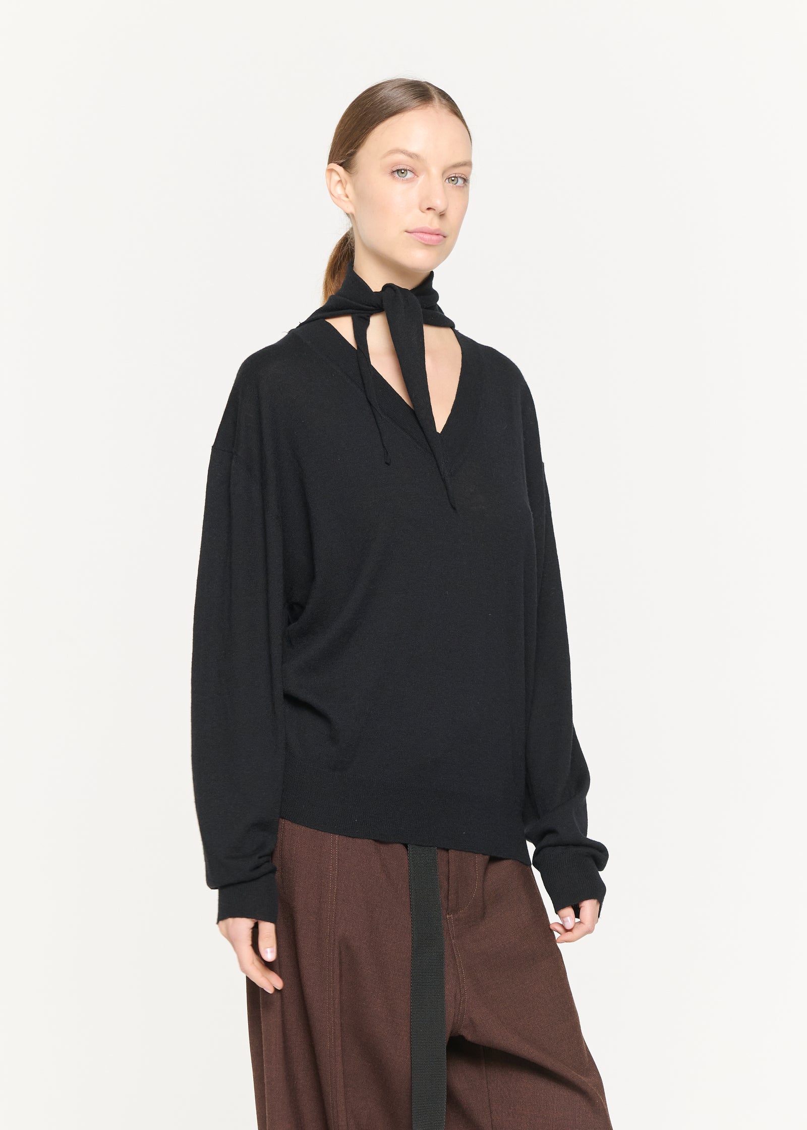 BLACK KNIT WITH SHAWL