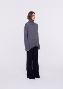 FLARE LEG BLACK WOOL PANTS