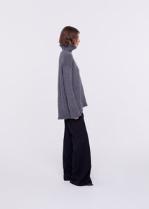 FLARE LEG BLACK WOOL PANTS