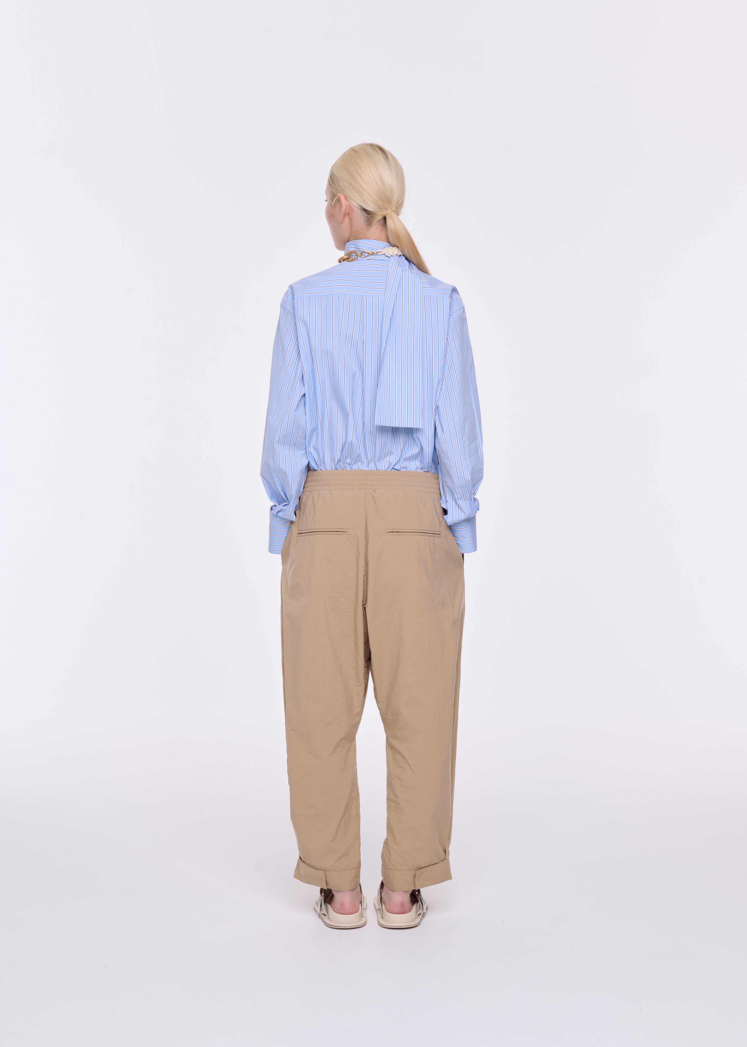 ELASTICATED SAND TECHINCAL PANAMA PANTS