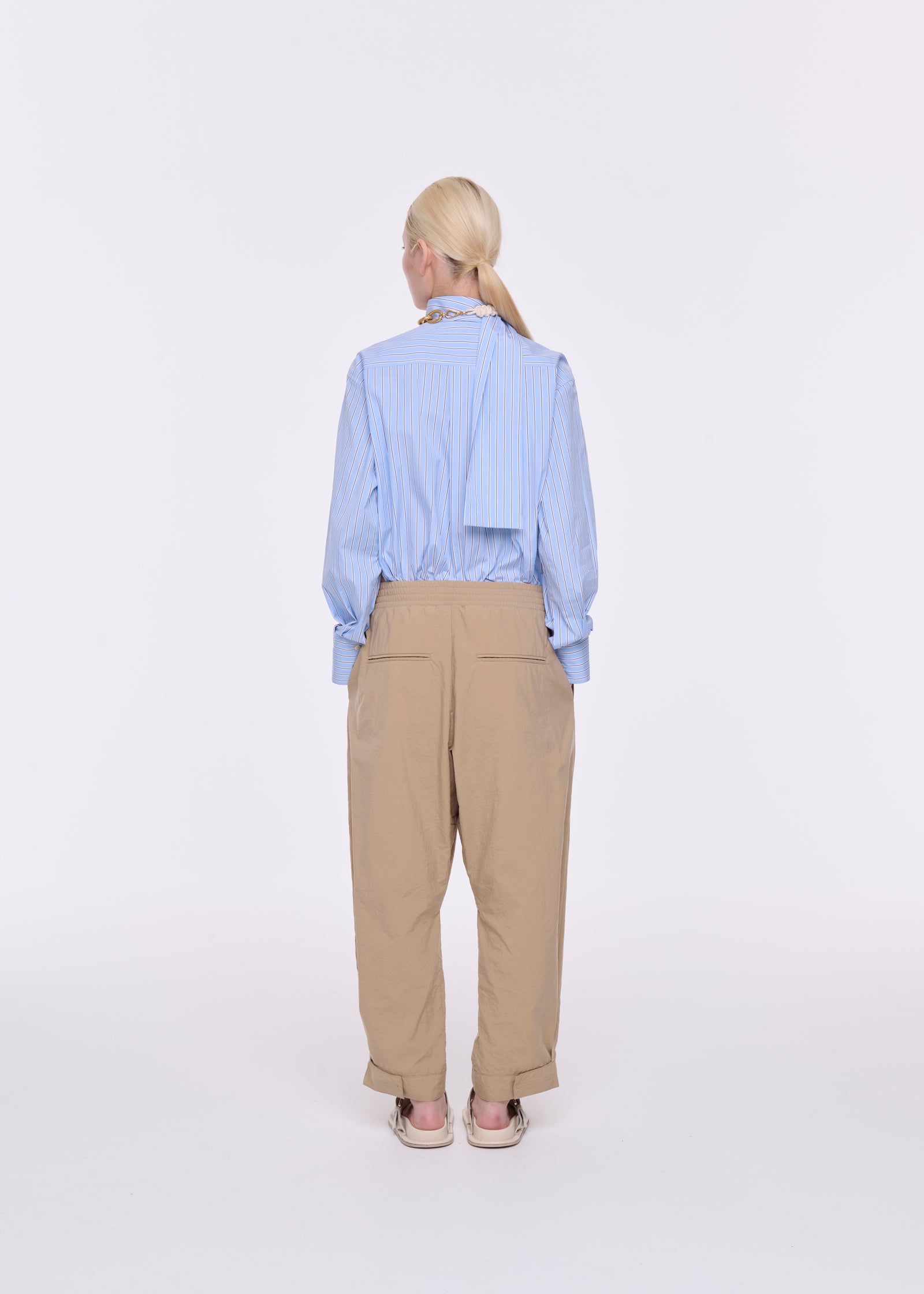 ELASTICATED SAND TECHINCAL PANAMA PANTS