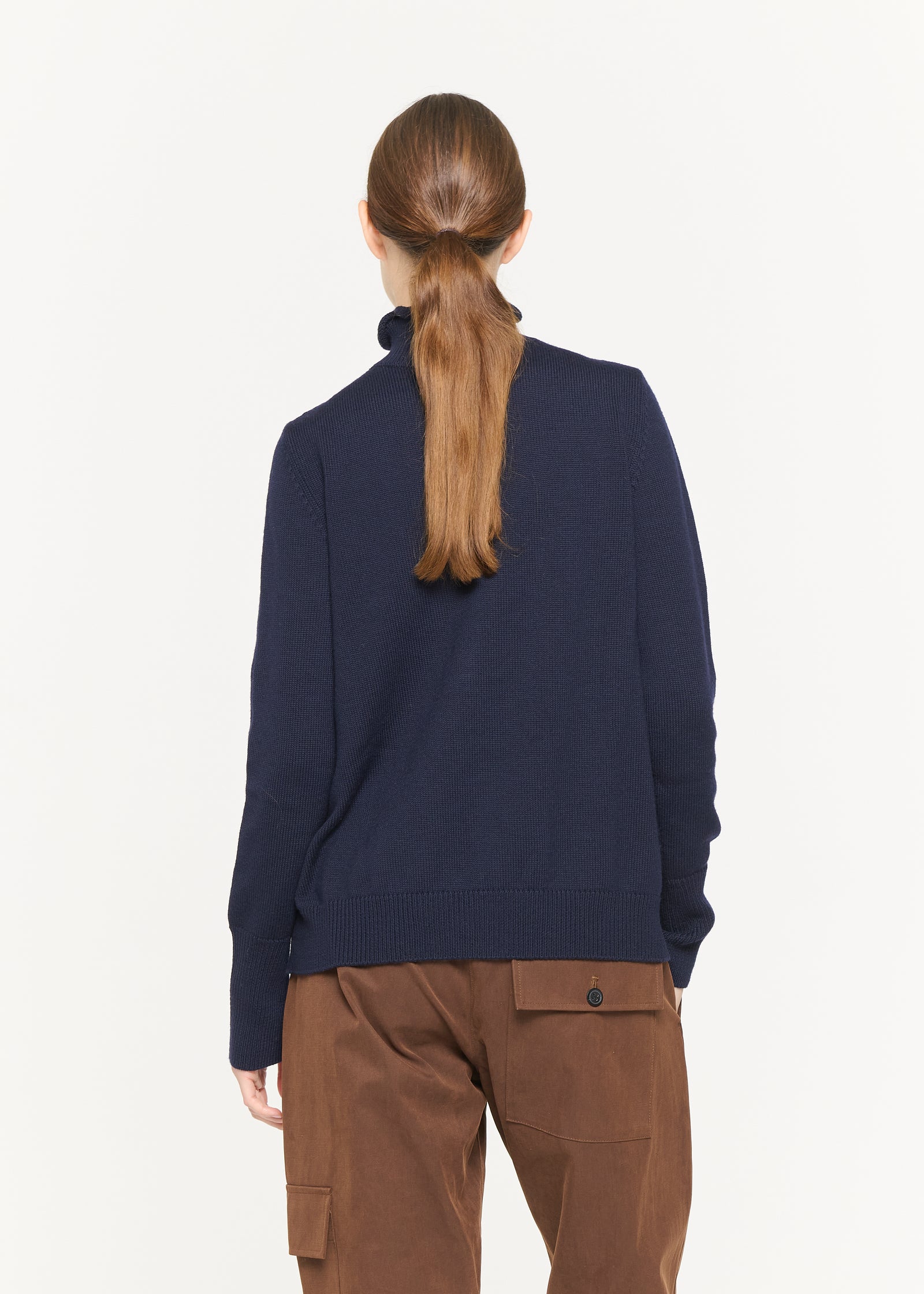 DARK BLUE ZIPPED POLO KNIT