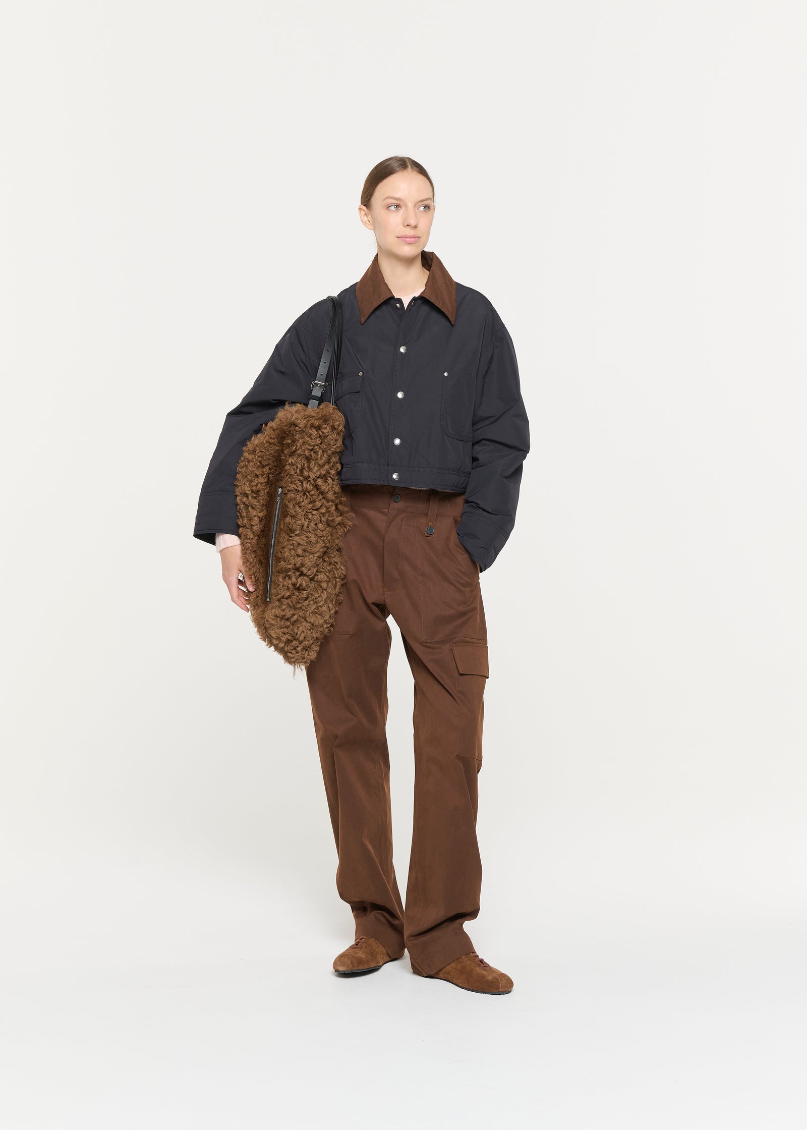 BLACK TAFFETA' CROPPED JACKET