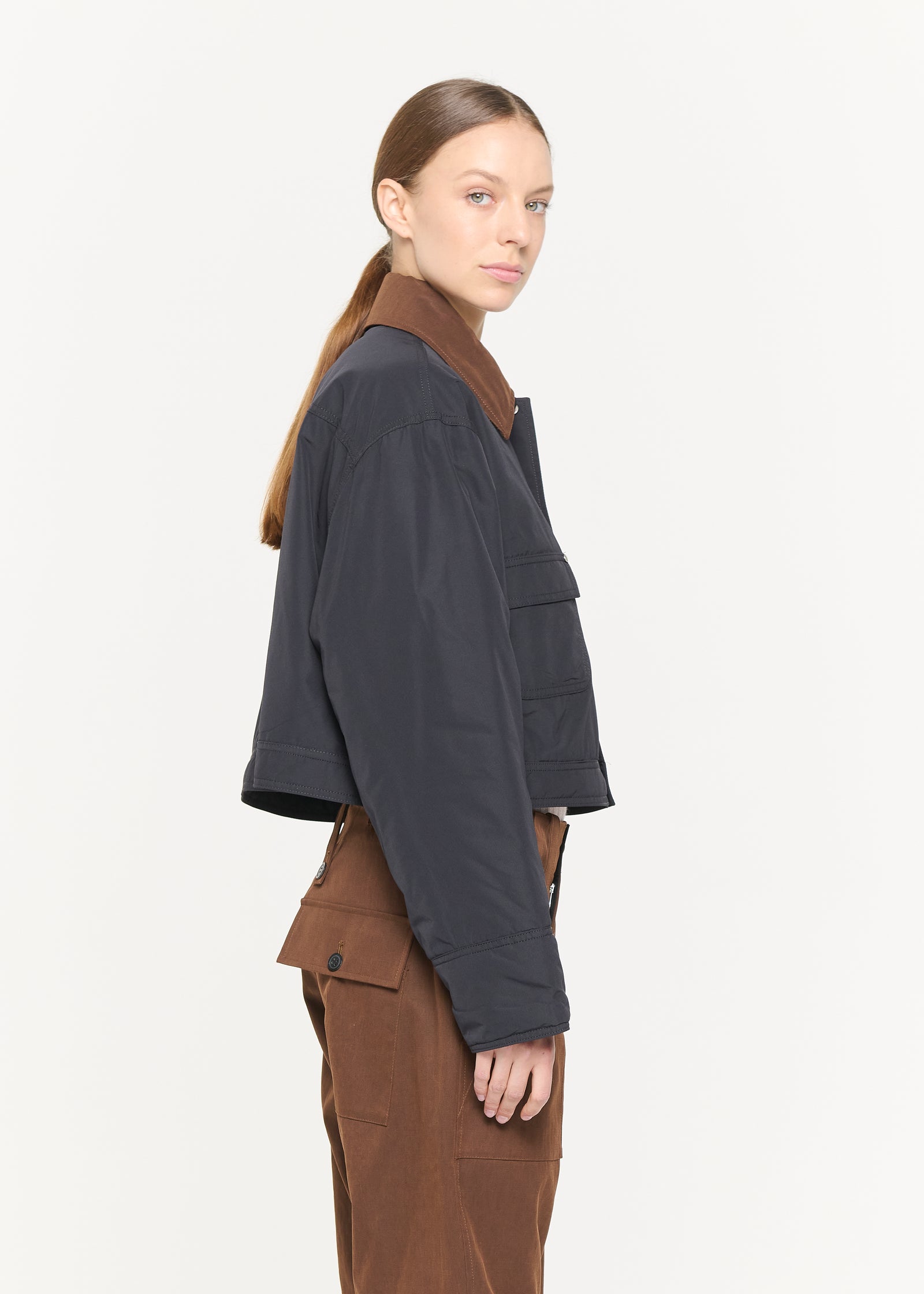 BLACK TAFFETA' CROPPED JACKET