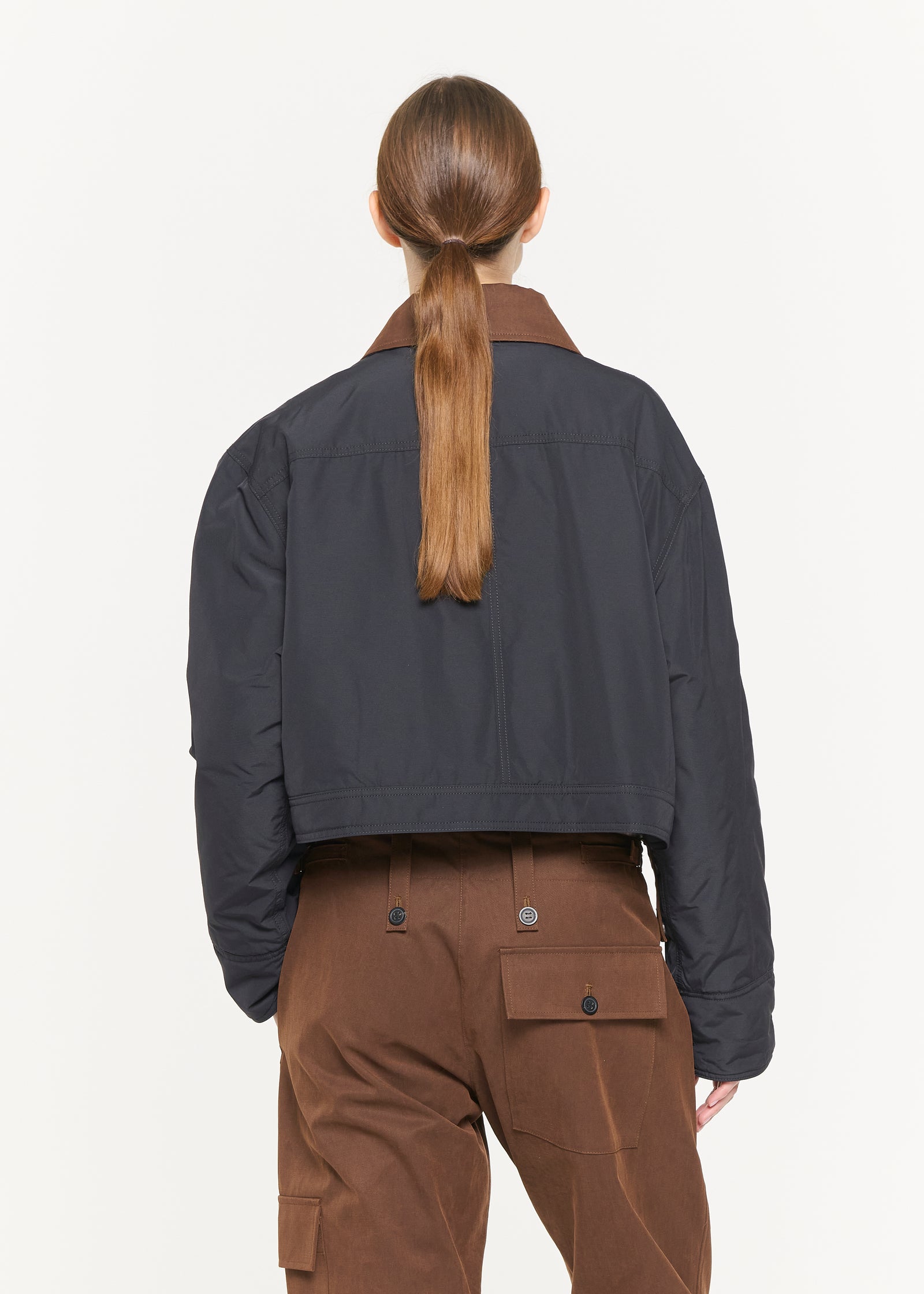 BLACK TAFFETA' CROPPED JACKET