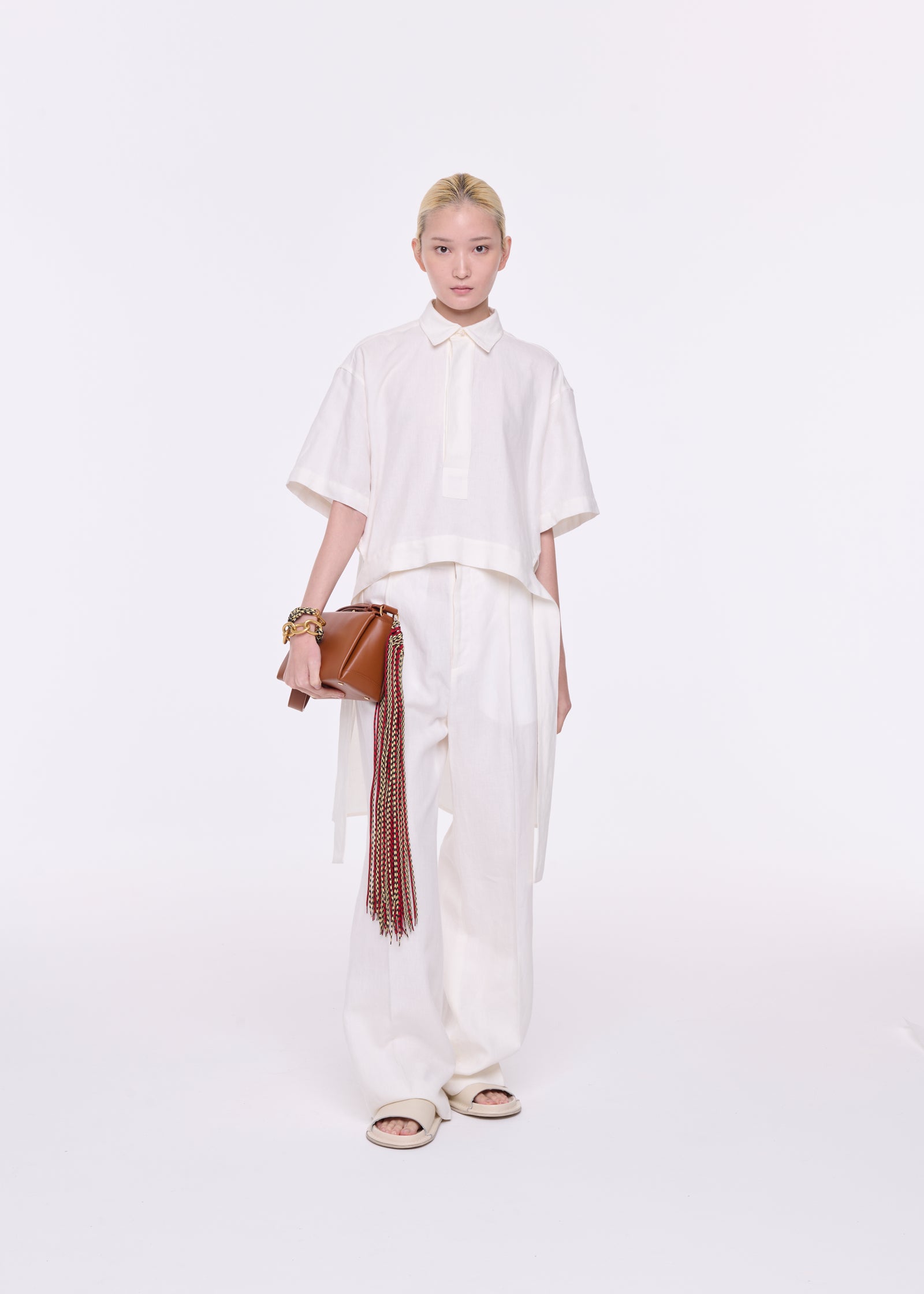 WHITE LINEN SHIRT WITH TAIL