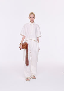 WHITE LINEN SHIRT WITH TAIL