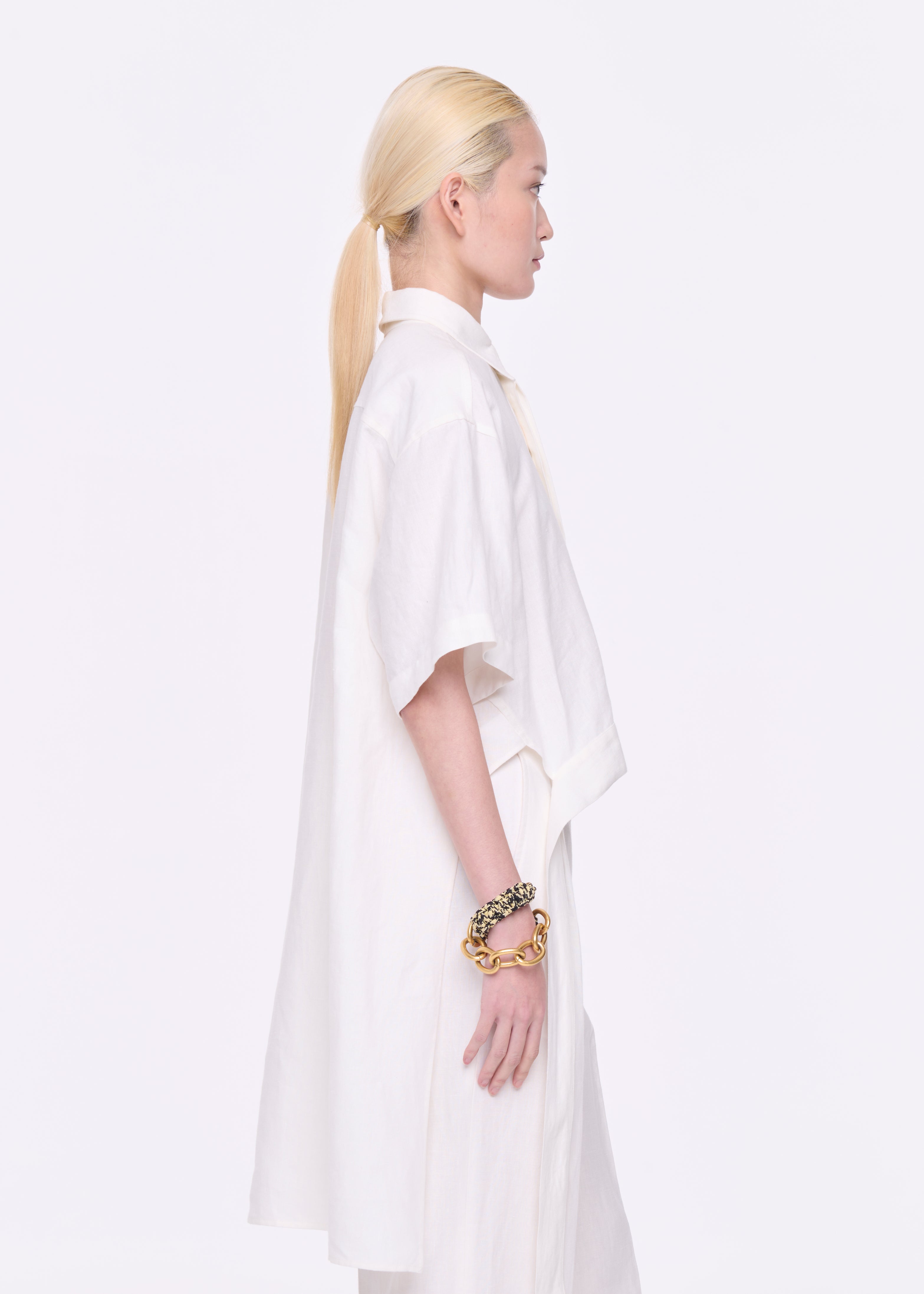 WHITE LINEN SHIRT WITH TAIL