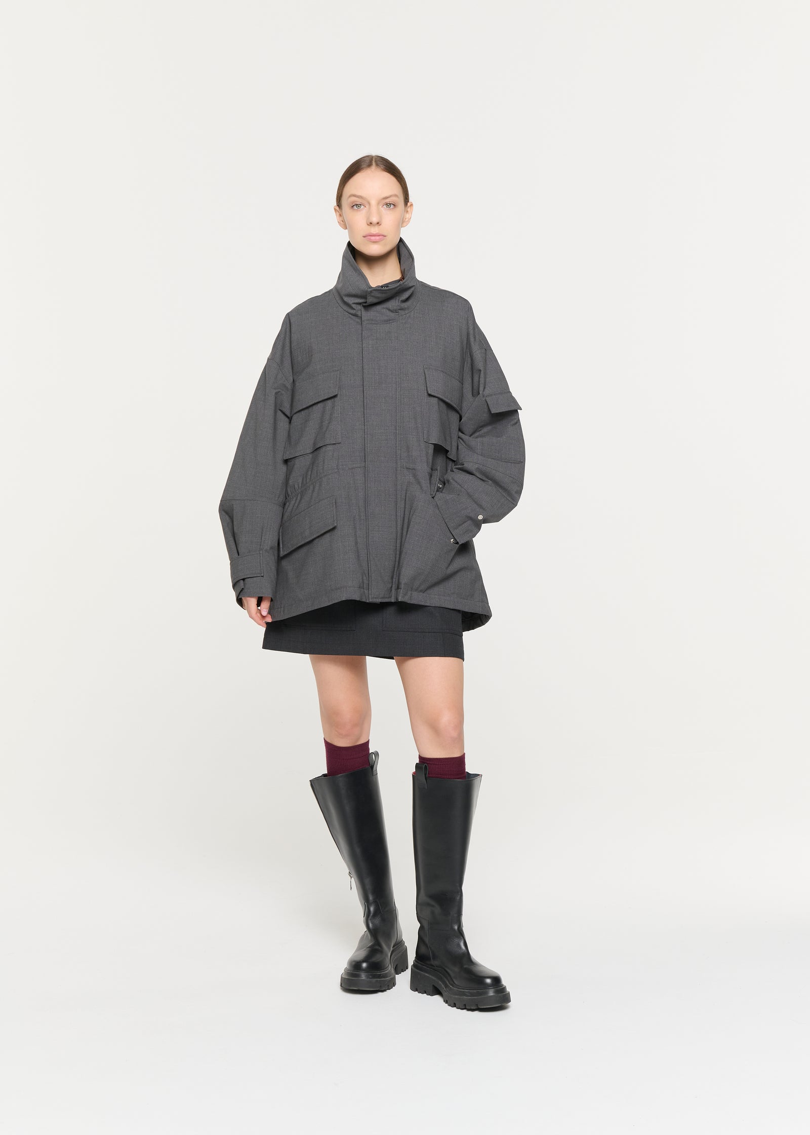 GREY WOOL CARGO JACKET