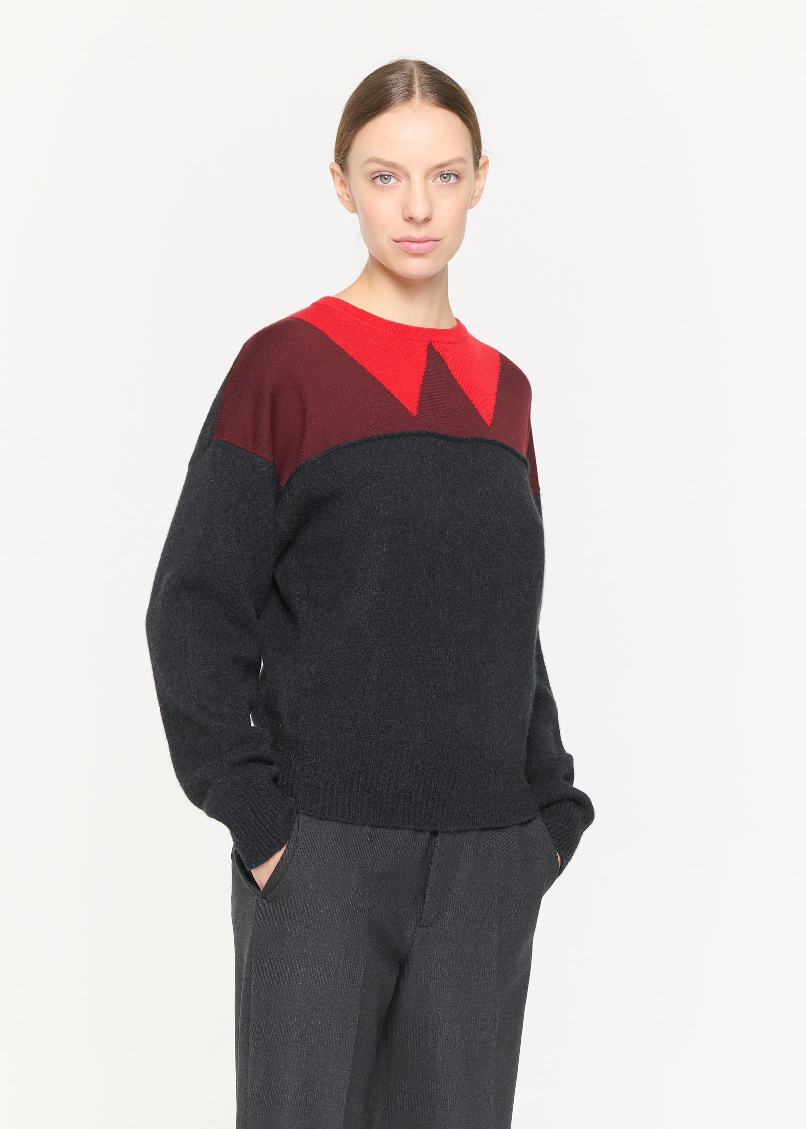 MAGLIA GIROCOLLO INTARSIATA