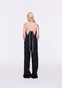 V-NECKLINE BLACK VISCOSE JUMPSUIT