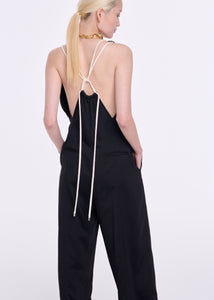 V-NECKLINE BLACK VISCOSE JUMPSUIT