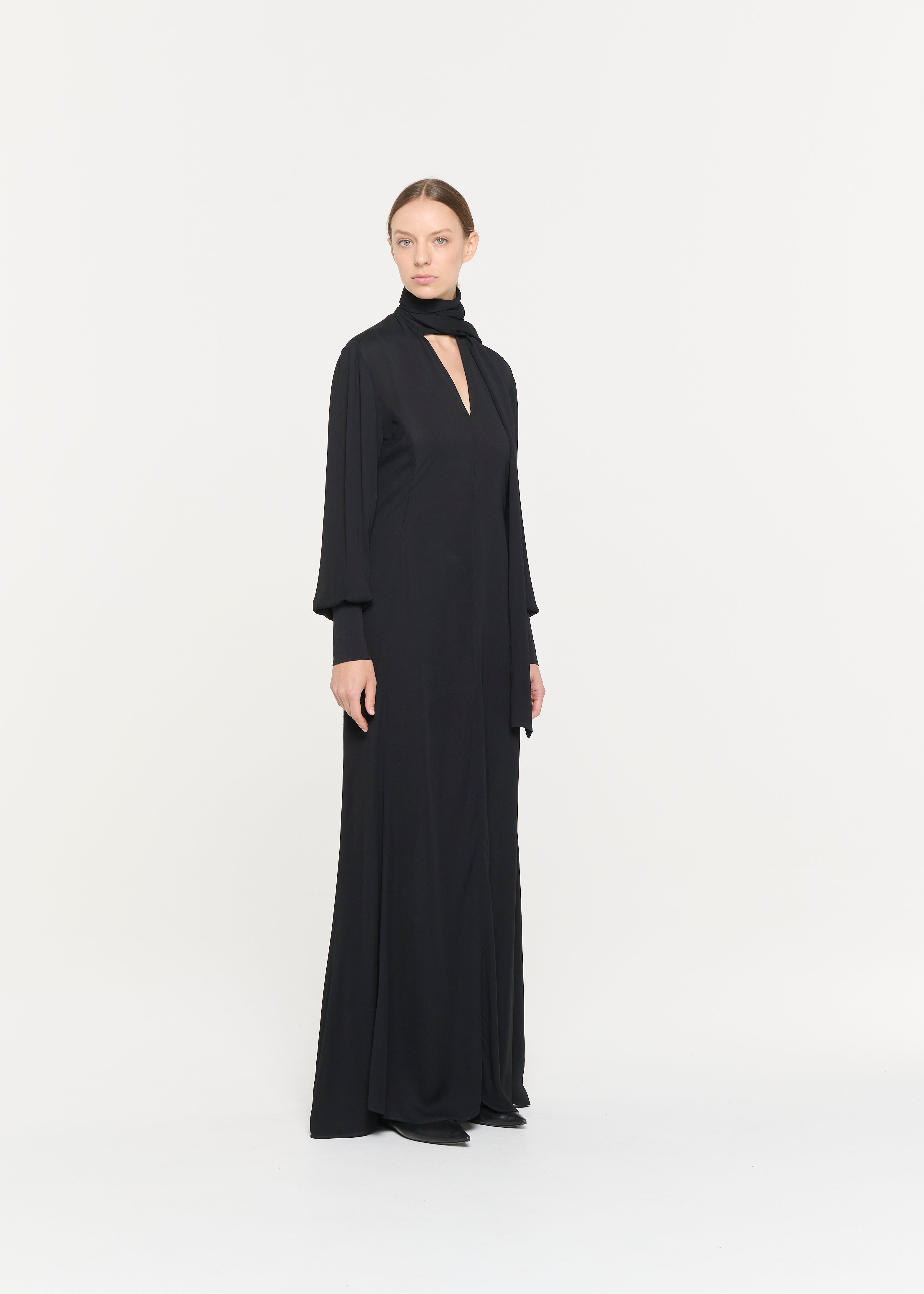 BLACK GEORGETTE LONG DRESS