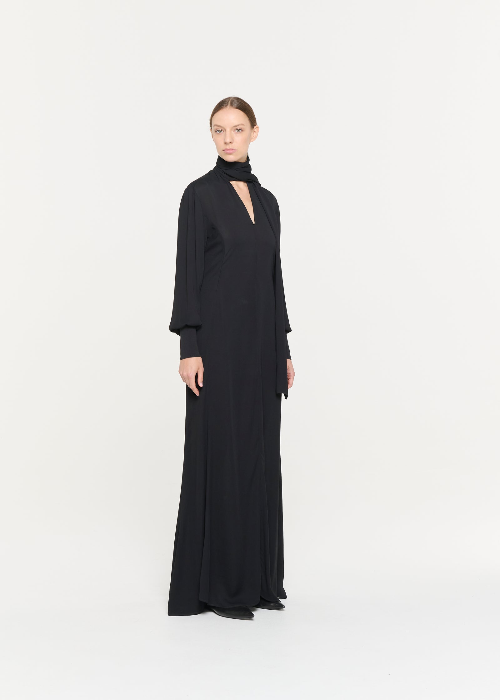BLACK GEORGETTE LONG DRESS
