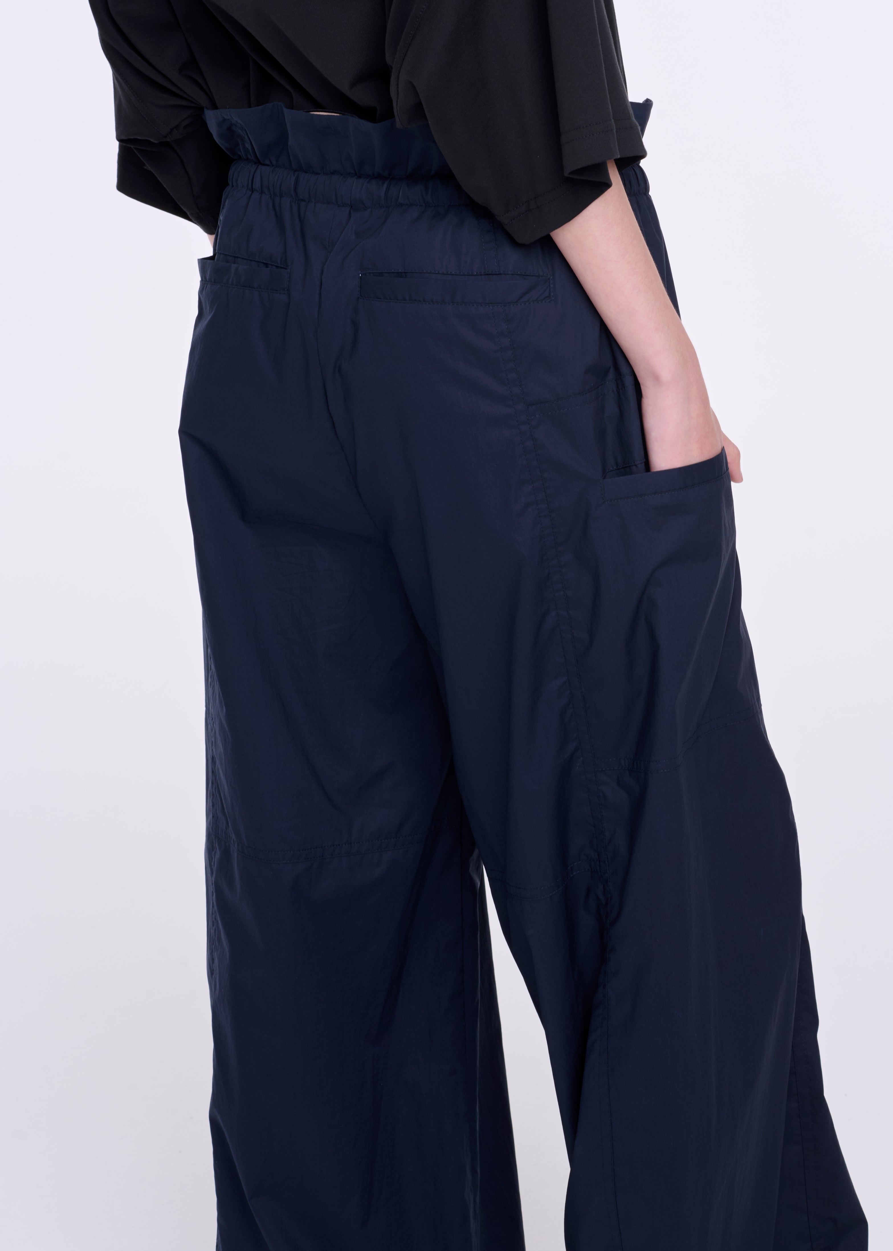 BLUE COTTON DRAWSTRING TROUSERS