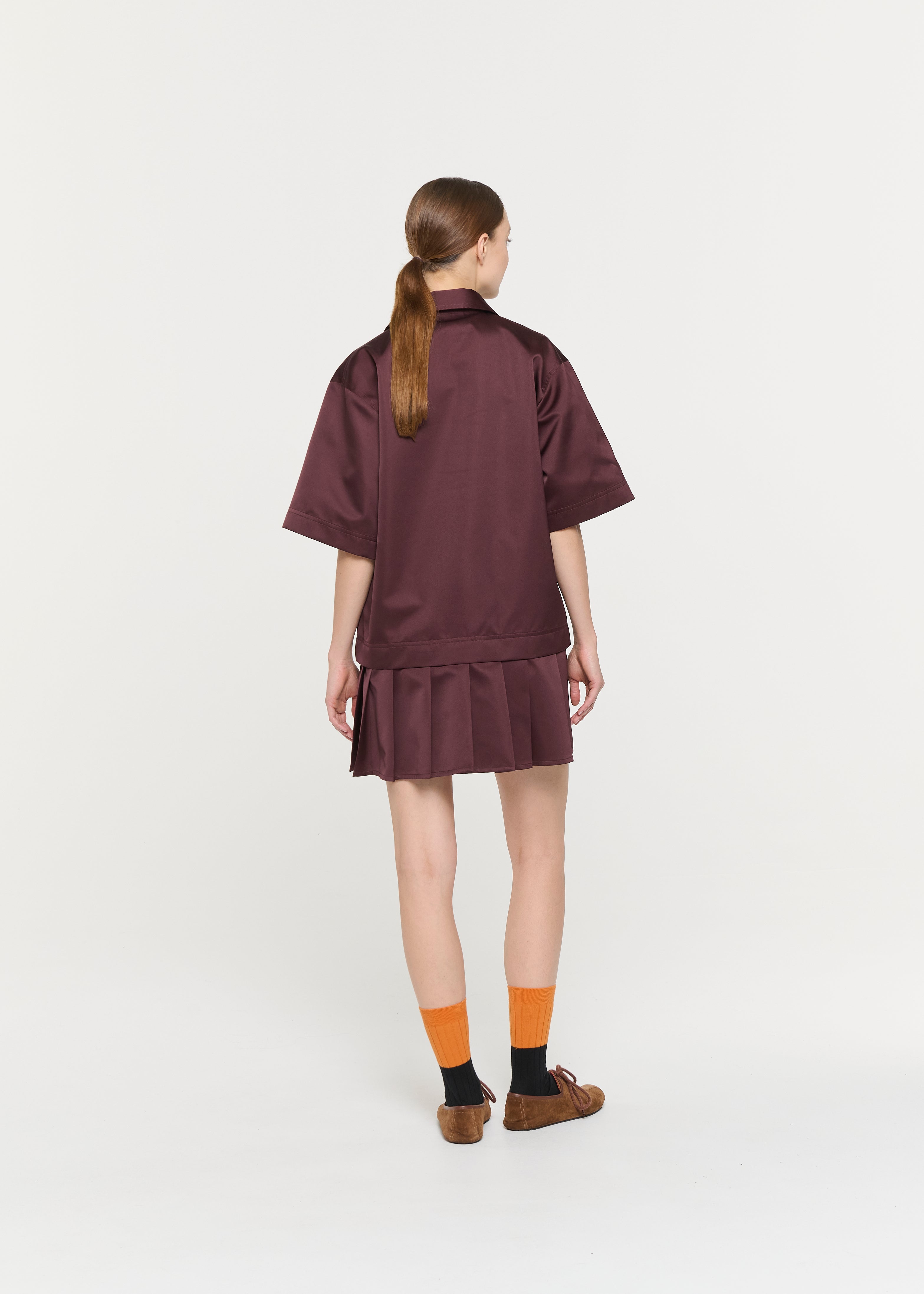 BURGUNDY MINI DRESS IN DUCHESSE